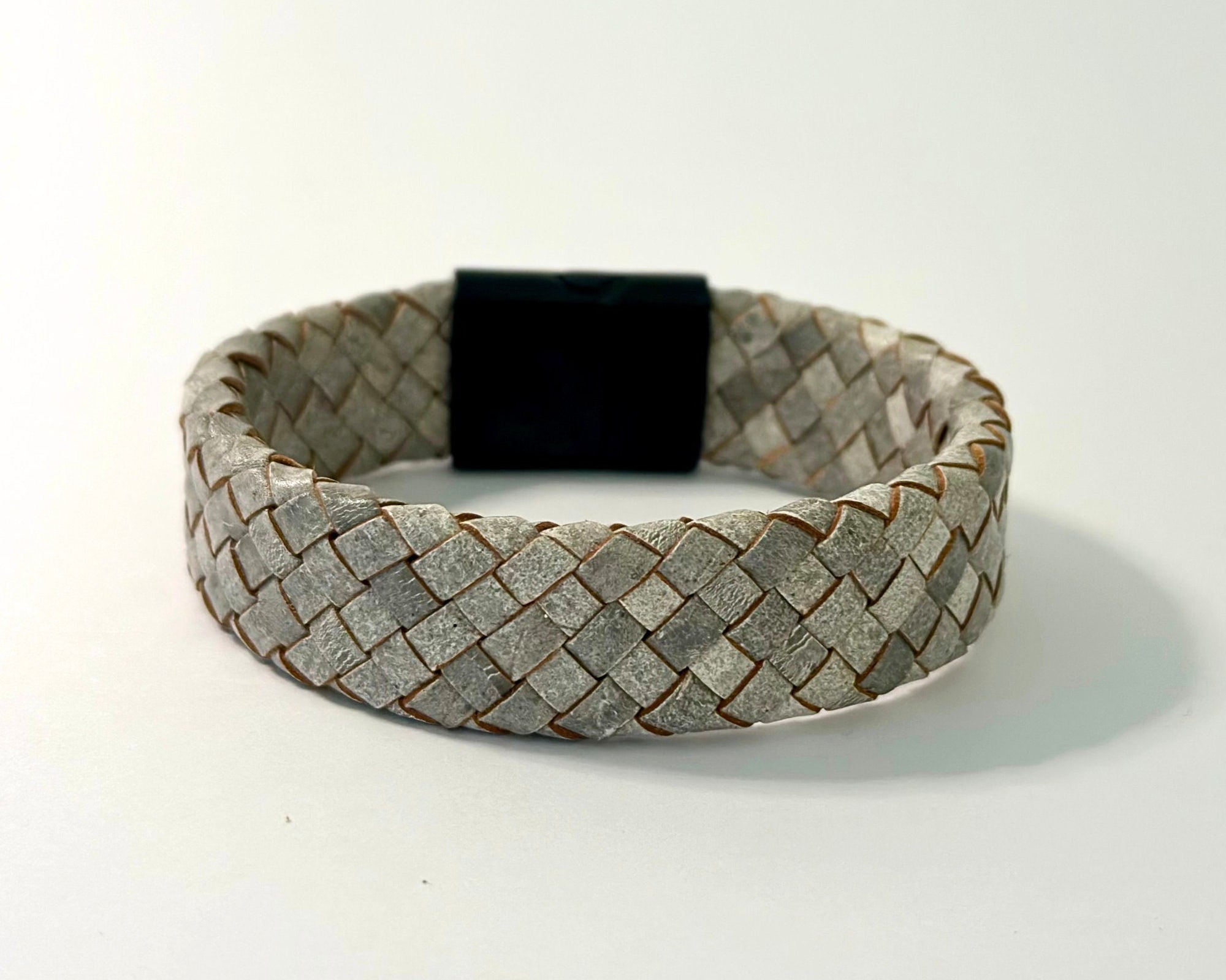 Beiges geflochtenes Lederarmband für Männer | Herrenarmband | Geschenk Mann