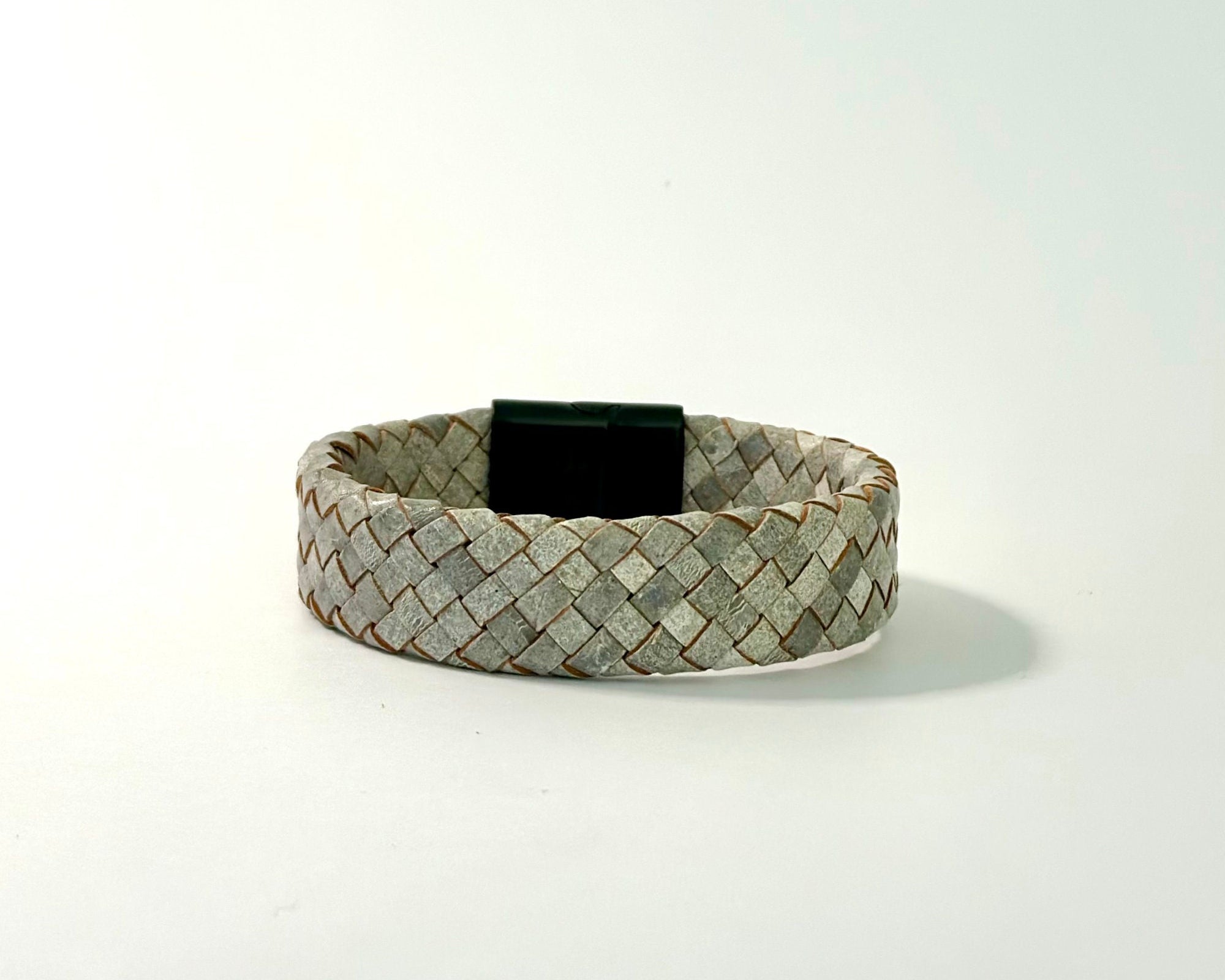 Beiges geflochtenes Lederarmband für Männer | Herrenarmband | Geschenk Mann