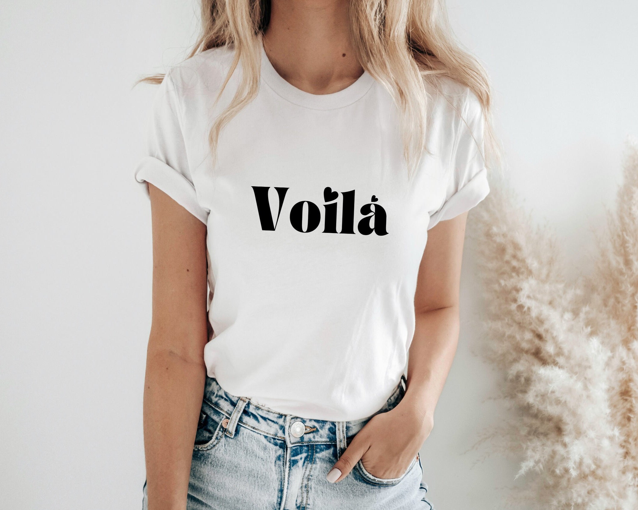 T-Shirt | Voilà | weiß mit schwarzer Beschriftung