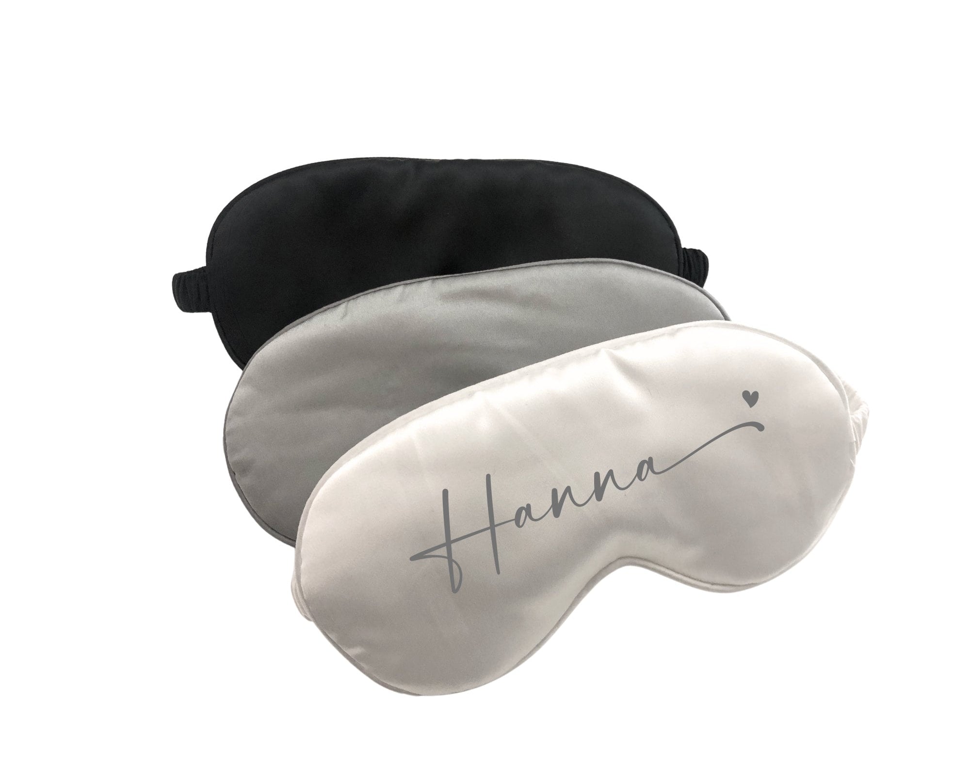Schwarze Schlafmaske | Reine Seide | Personalisierbar | Dein Wunschtext | Geschenk Valentinstag Hochzeit Schlafbrille