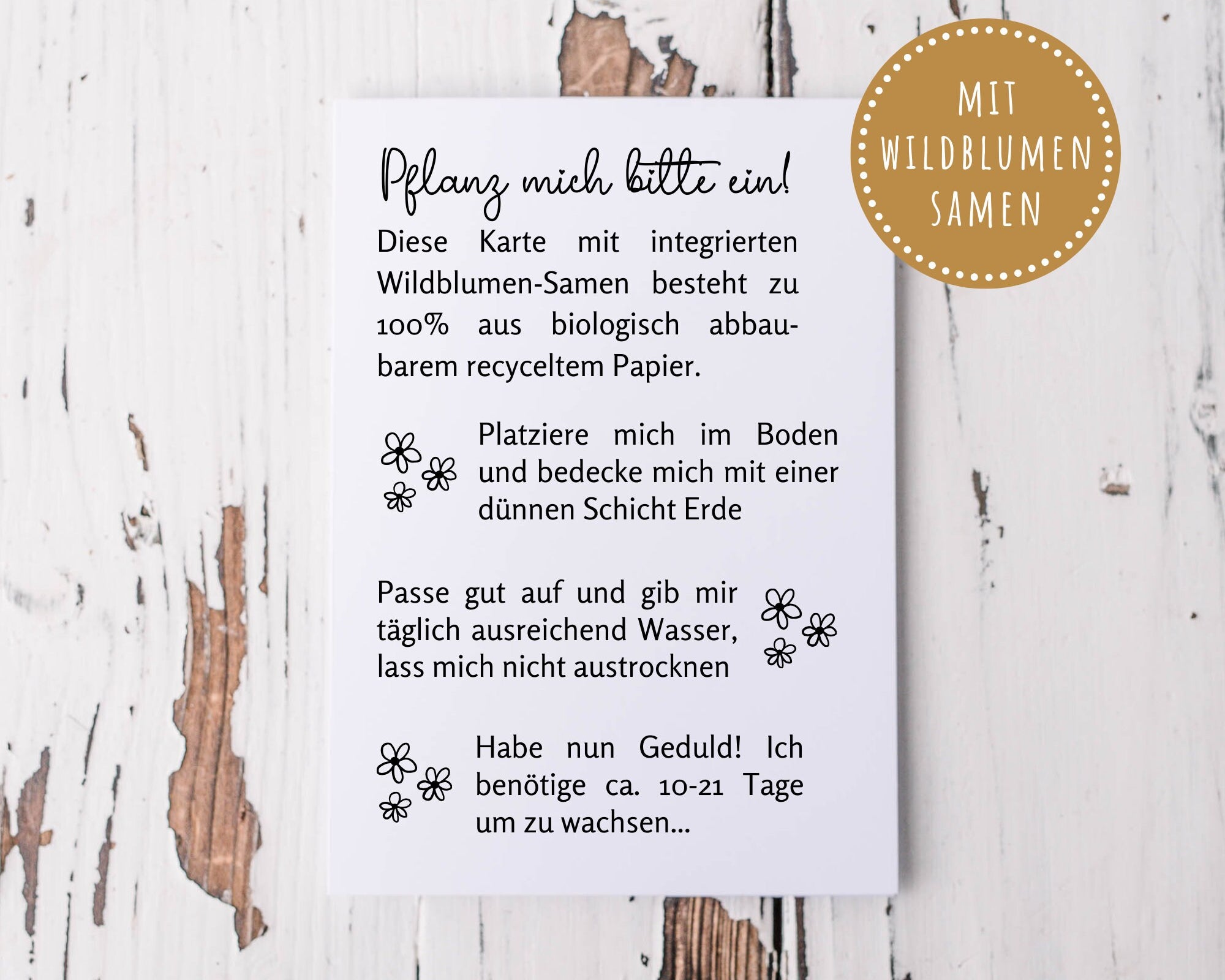 Karte zum Einpflanzen | Wildblumen Samen | A6 | Kraftpapierumschlag