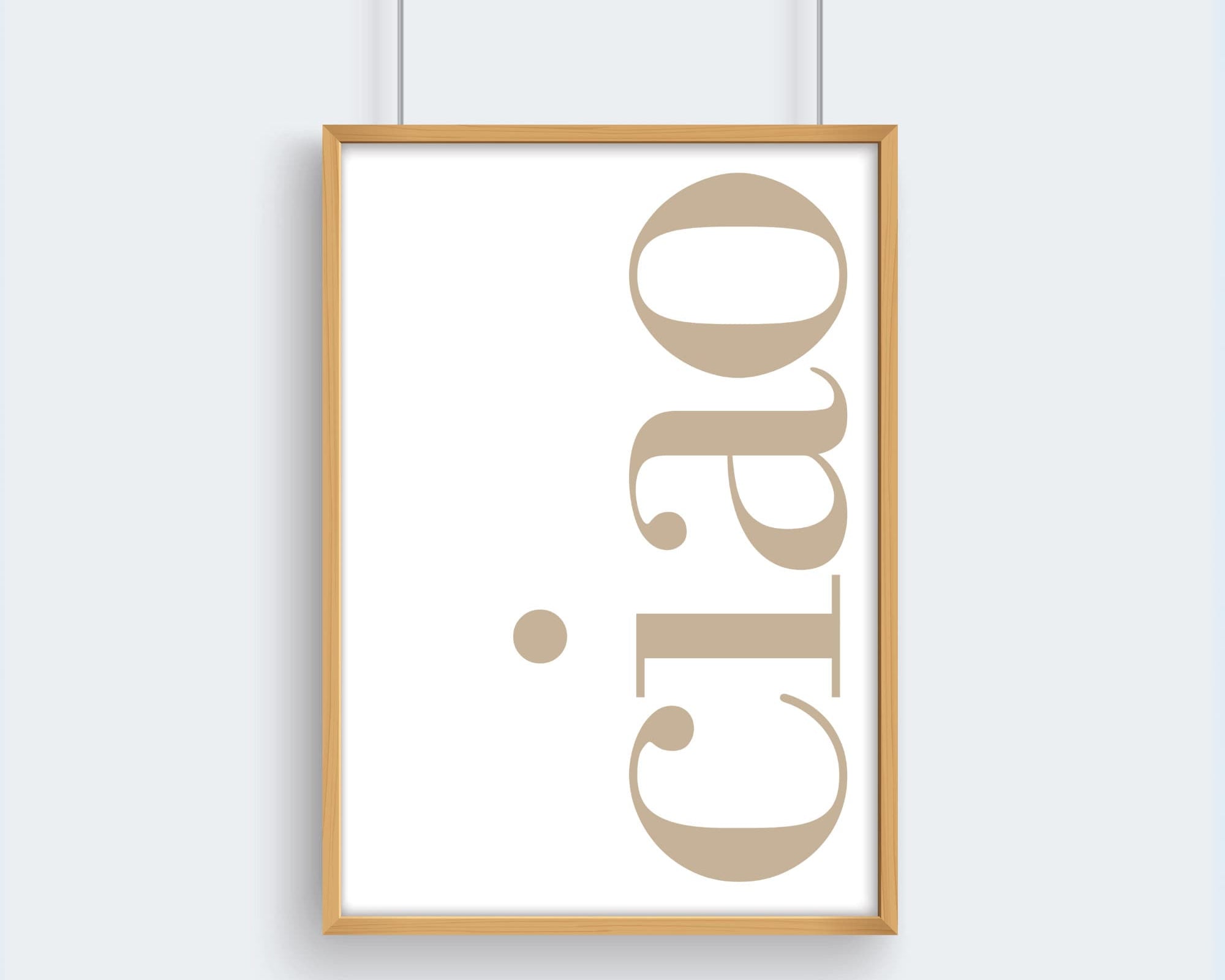 Ciao Typografie-Poster in beige | digitaler download