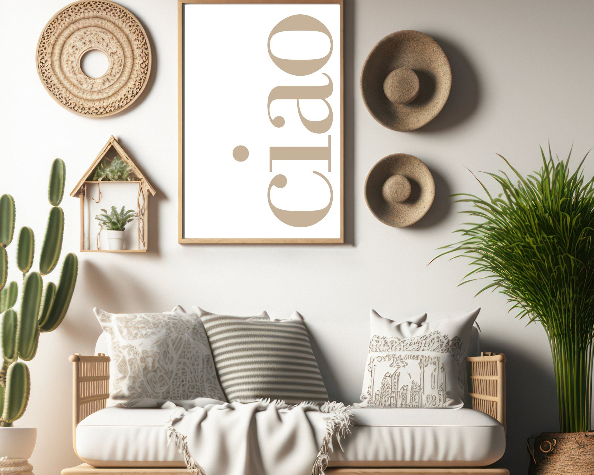 Ciao Typografie-Poster in beige | digitaler download