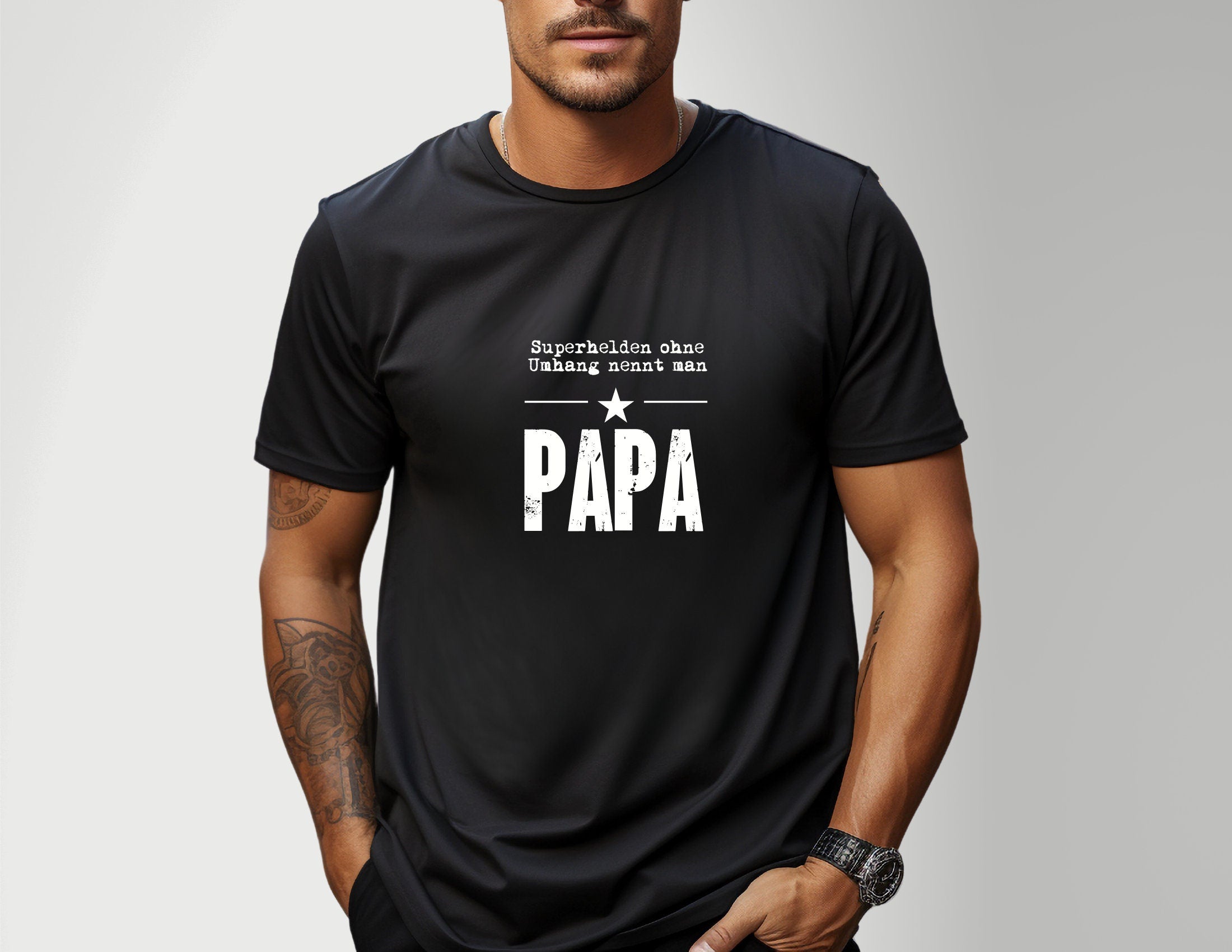 T-Shirt Papa | Superhelden ohne Umhang nennt man Papa | in schwarz oder weiß