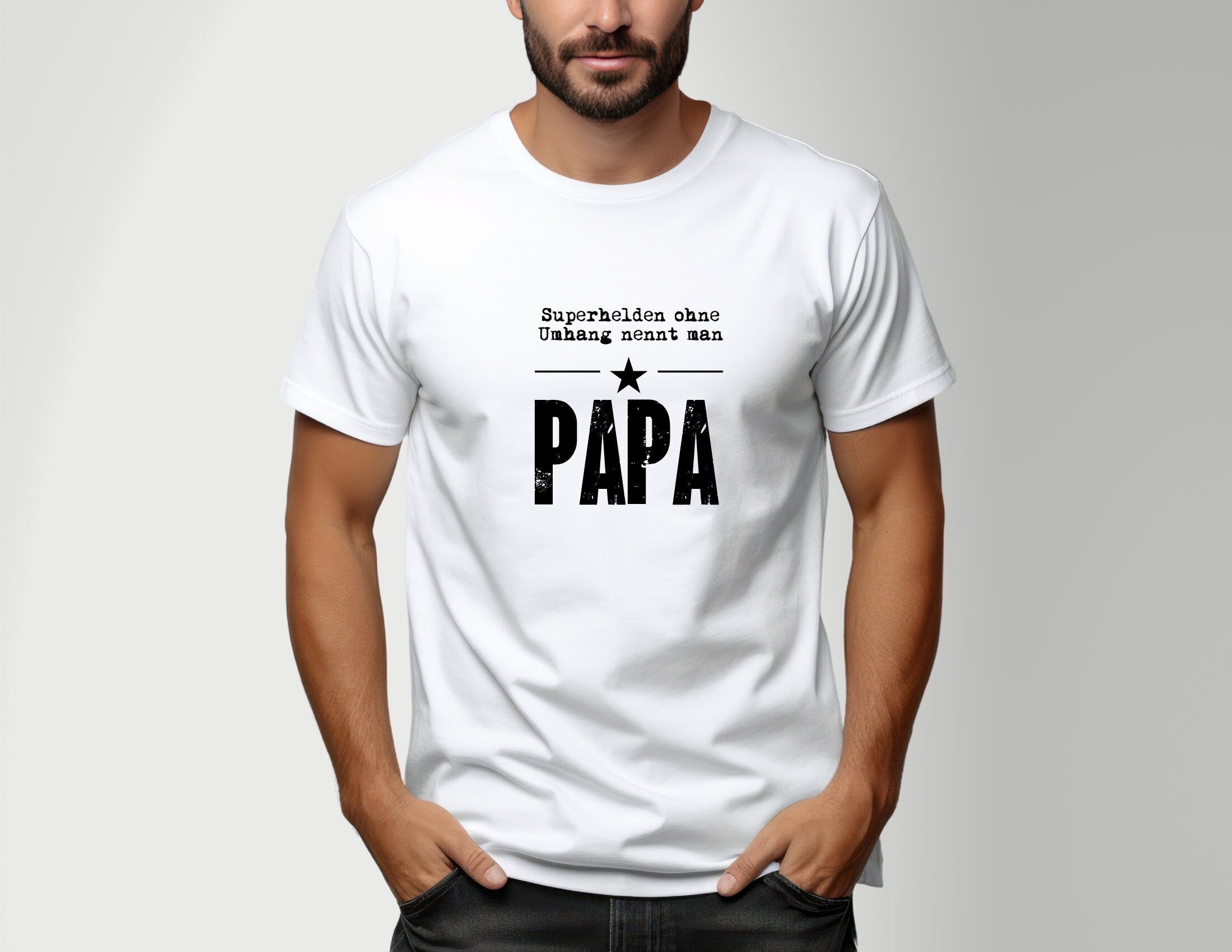 T-Shirt Papa | Superhelden ohne Umhnag nennt man Papa | in schwarz oder weiß