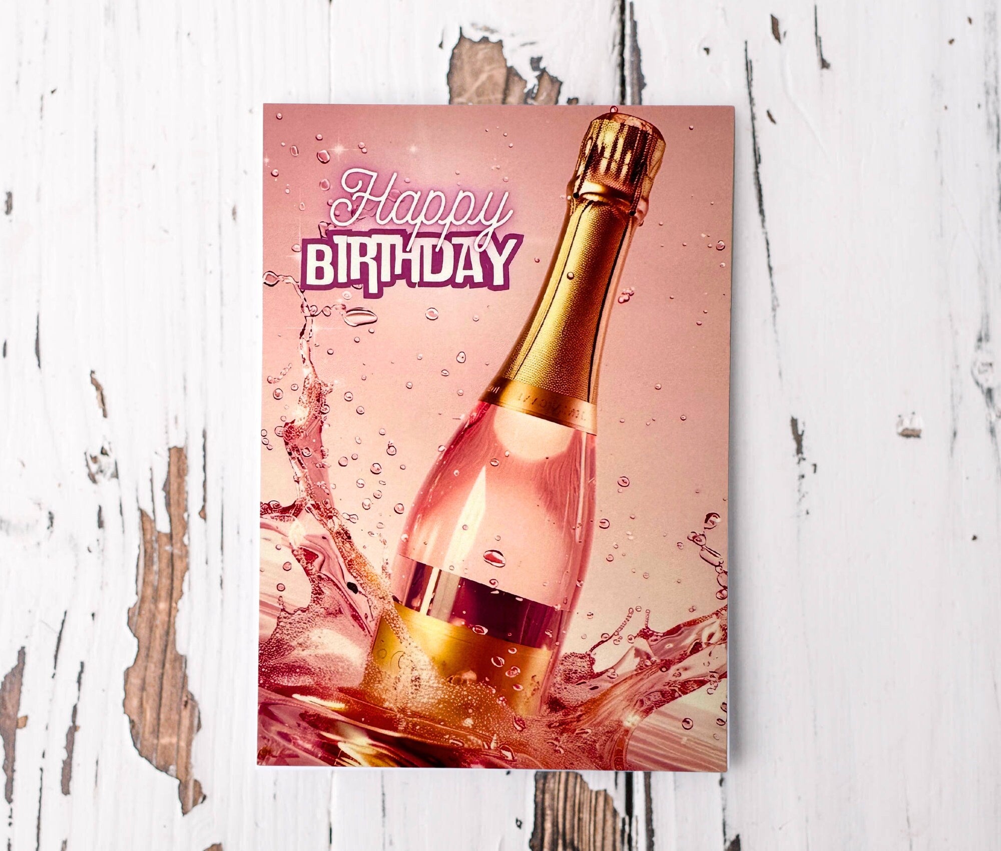 Geburtstagskarte | Happy Birthday Karte | Champagner | pink