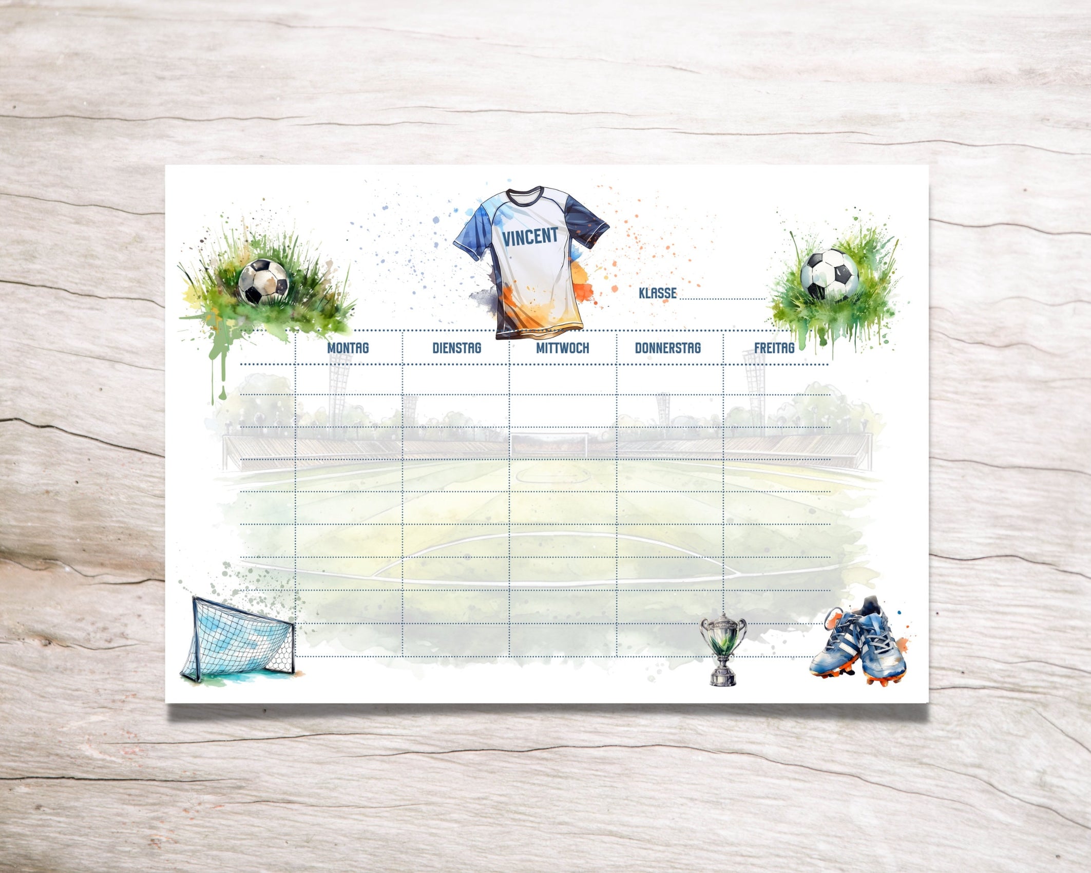 Personalisierter Stundenplan | Fußball Soccer | auch digital als pdf