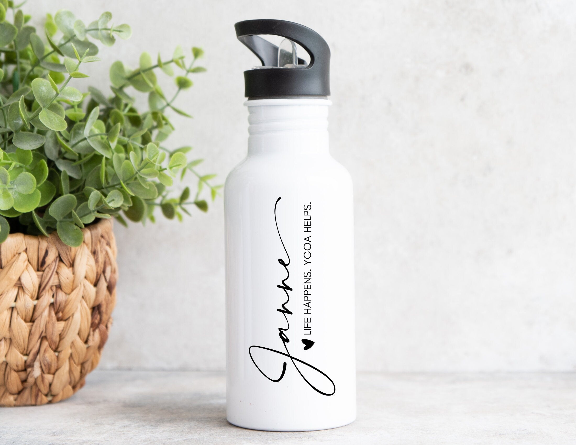 Edelstahl Trinkflasche | Sport Flasche | Fitness Gym Yoga Tennis | Personalisierbar