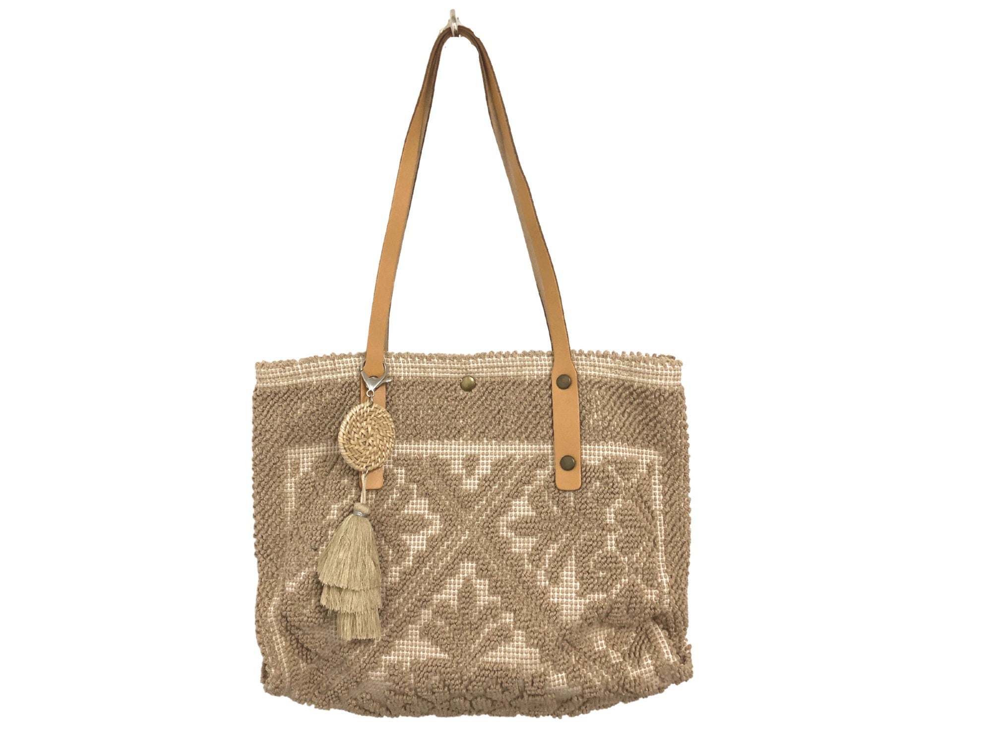 Tasche Ibiza klein | BOHO Bag | Baumwolltasche mit langen Lederhenkeln | Leder