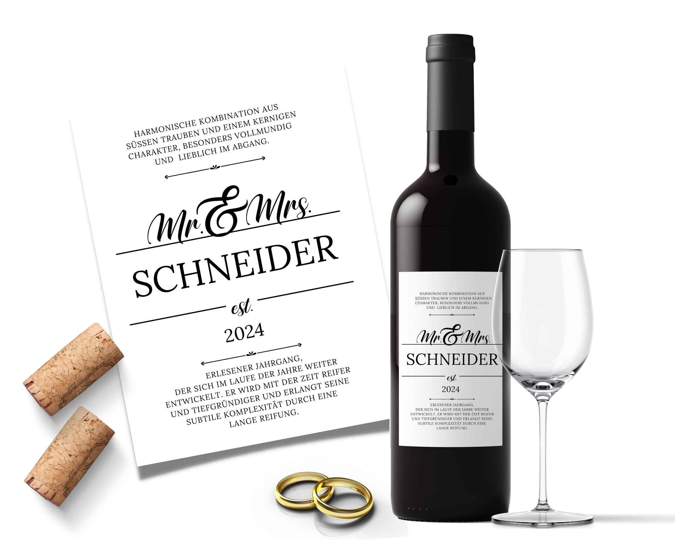 Personalisiertes Weinflaschen Etikett | Hochzeitsgeschenk Weinflasche mit Namen Brautpaar | Du.Ich.Läuft.