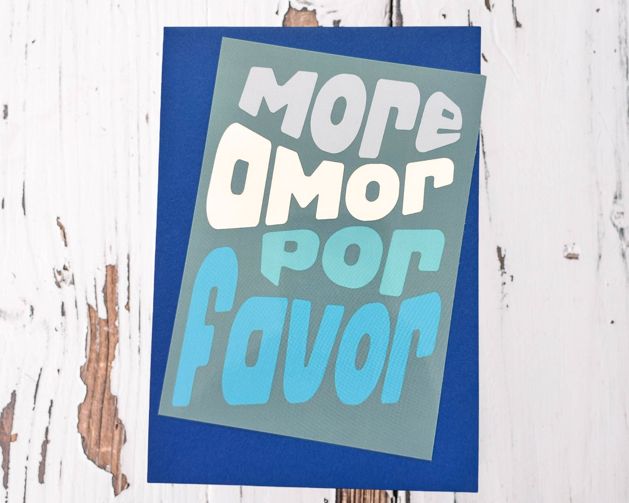 Karte | More amor por favor | blau türkis