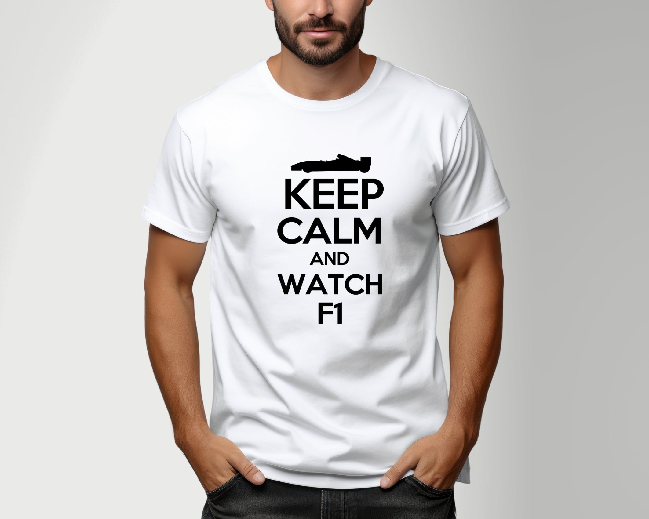 T-Shirt Race Day | Formel 1 | Keep Calm and Watch F1 | weiß, schwarz