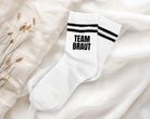 JGA Crew Socken | Team Braut | weiße Socken mit schwarzer Schrift