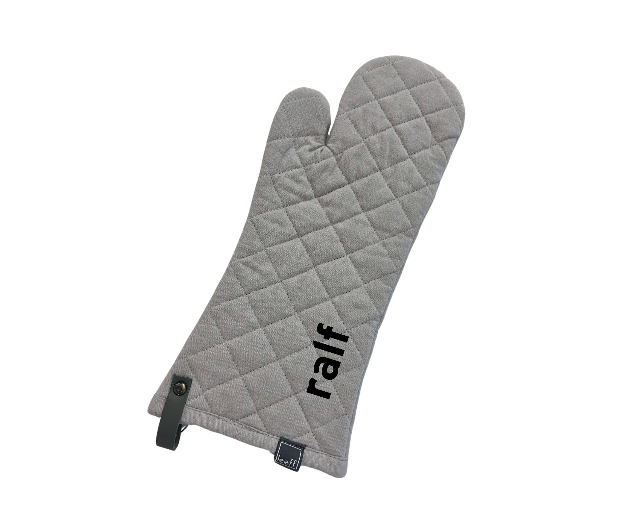 Personalisierter Ofenhandschuh XXL in grau | Geschenk Hobbykoch