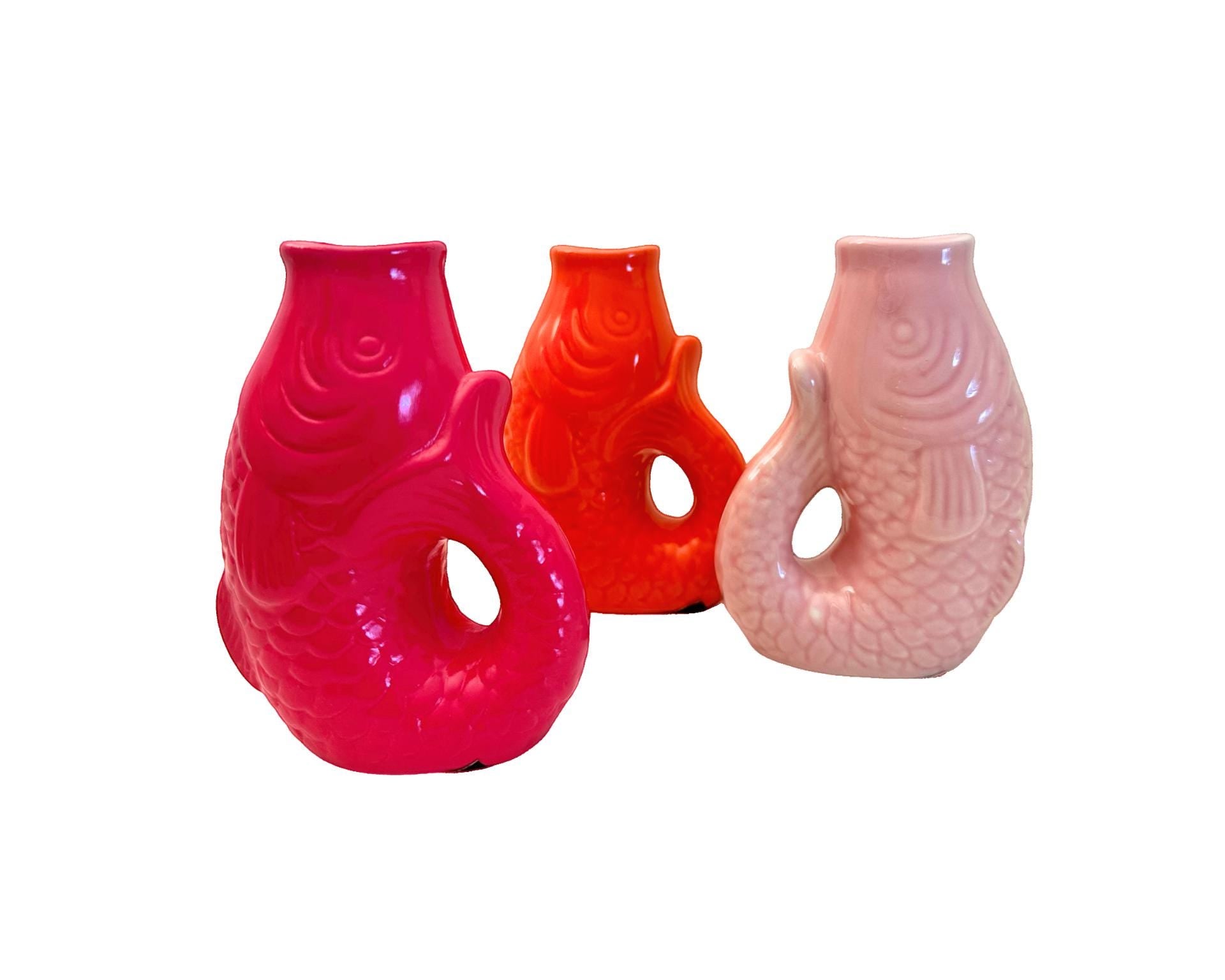 Kleine poppige Vase im Fisch-Look | Fisch-Vase in pink, orange und rosa