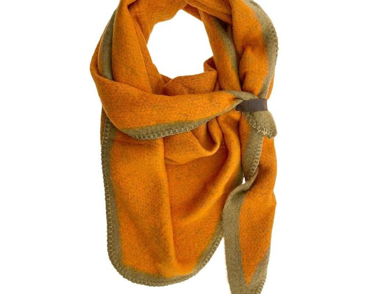 Schal | Dreieckstuch orange & braun | 200 x 90cm