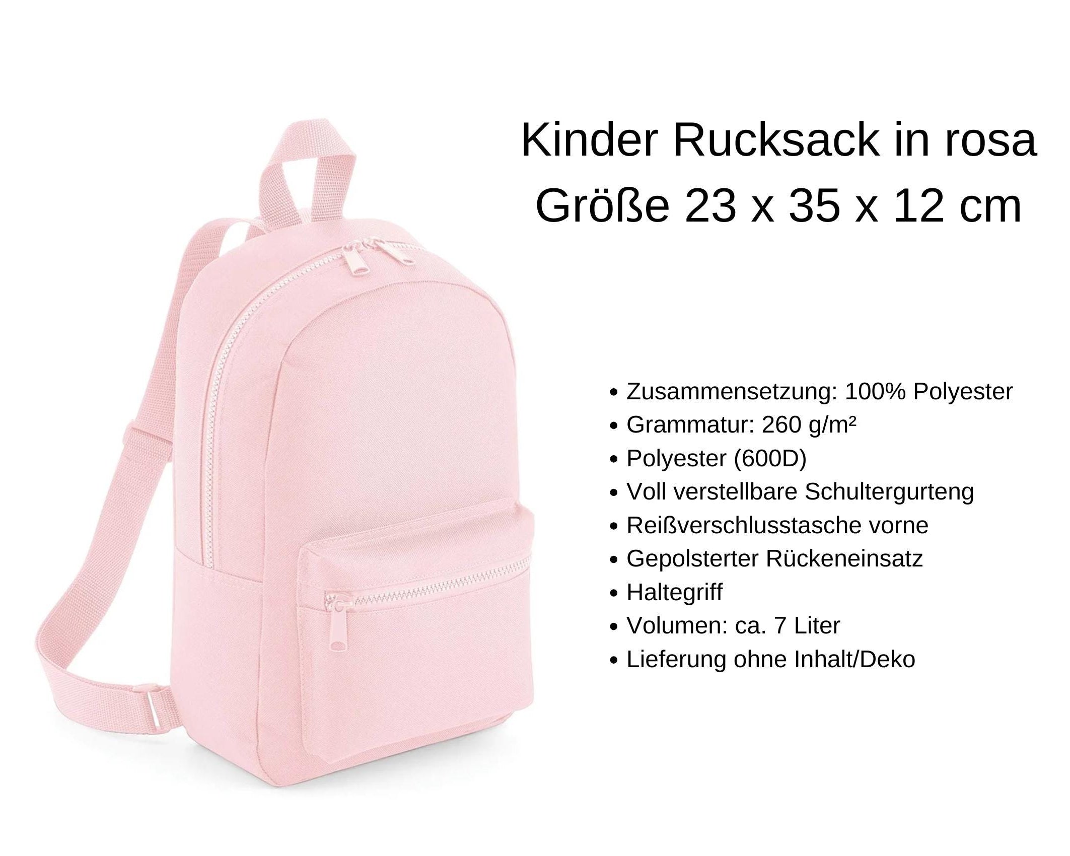 Rucksack für Kinder | kleine Tasche in rosa mit Glitzer Regenbogen | Kita Tasche