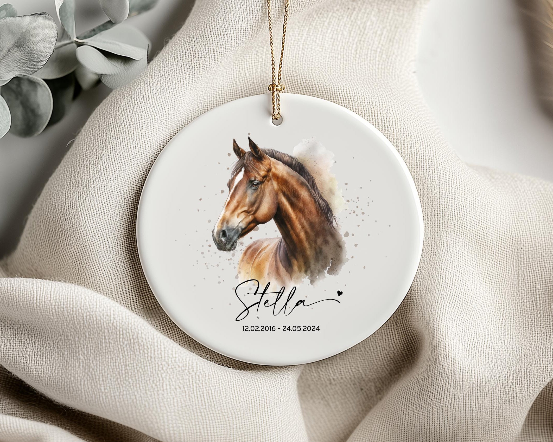 Ornament | Personalisiert | Haustier Aquarell nach Foto + Name | benutzerdefiniertes Ornament | Hund, Katze, Pferd | Erinnerung