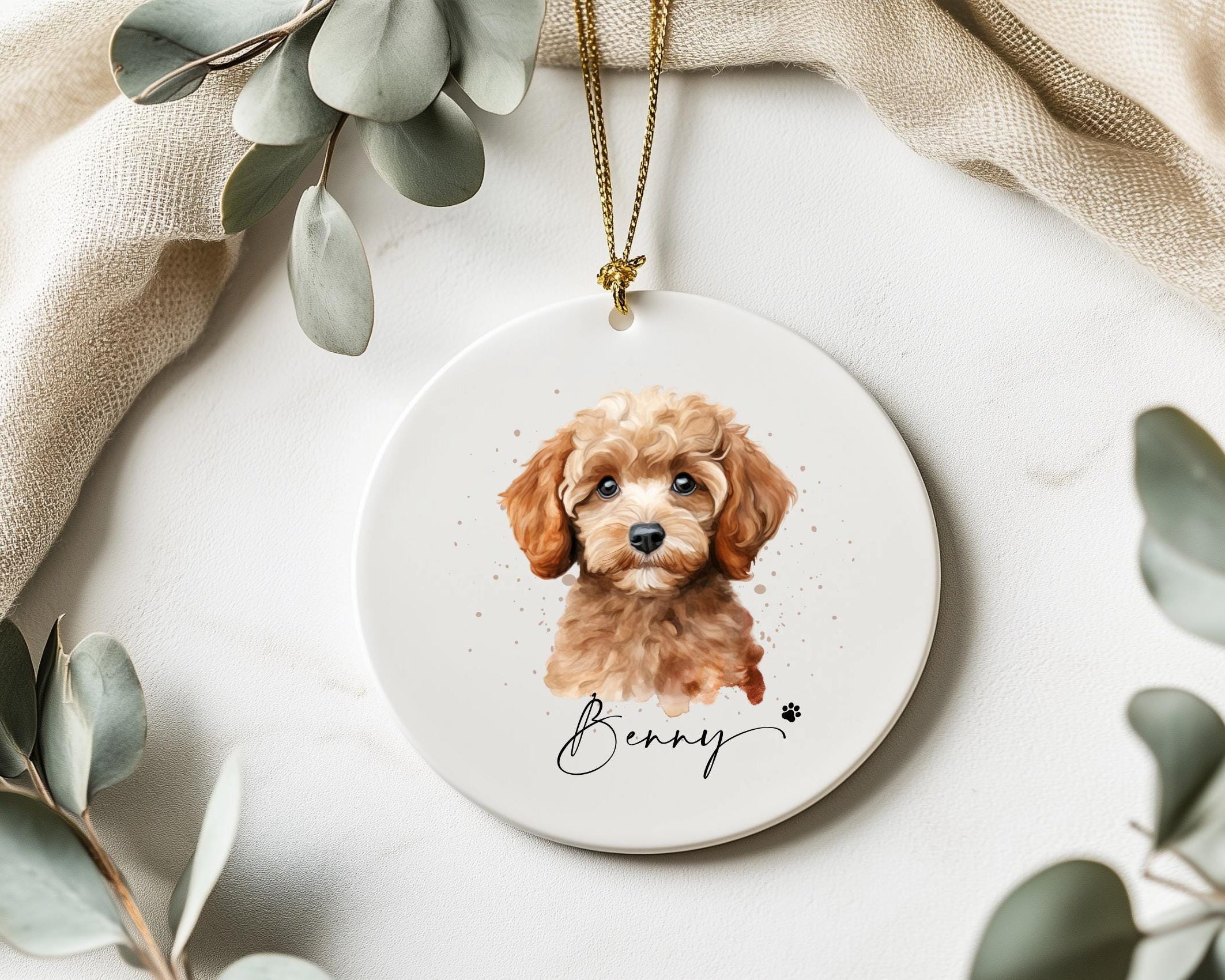 Ornament | Personalisiert | Haustier Aquarell nach Foto + Name | benutzerdefiniertes Ornament | Hund, Katze, Pferd | Erinnerung