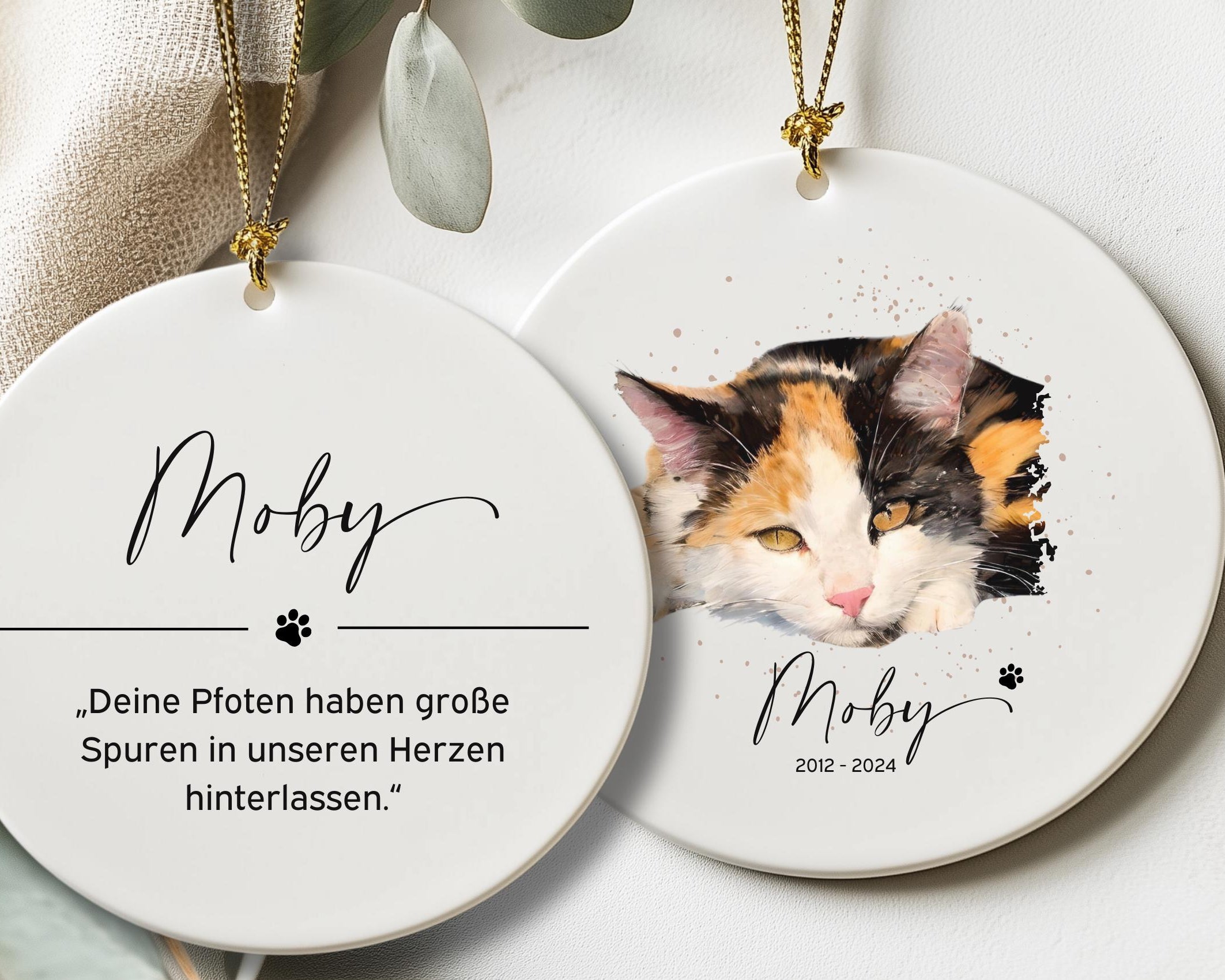Ornament | Personalisiert | Haustier Aquarell nach Foto + Name | benutzerdefiniertes Ornament | Hund, Katze, Pferd | Erinnerung