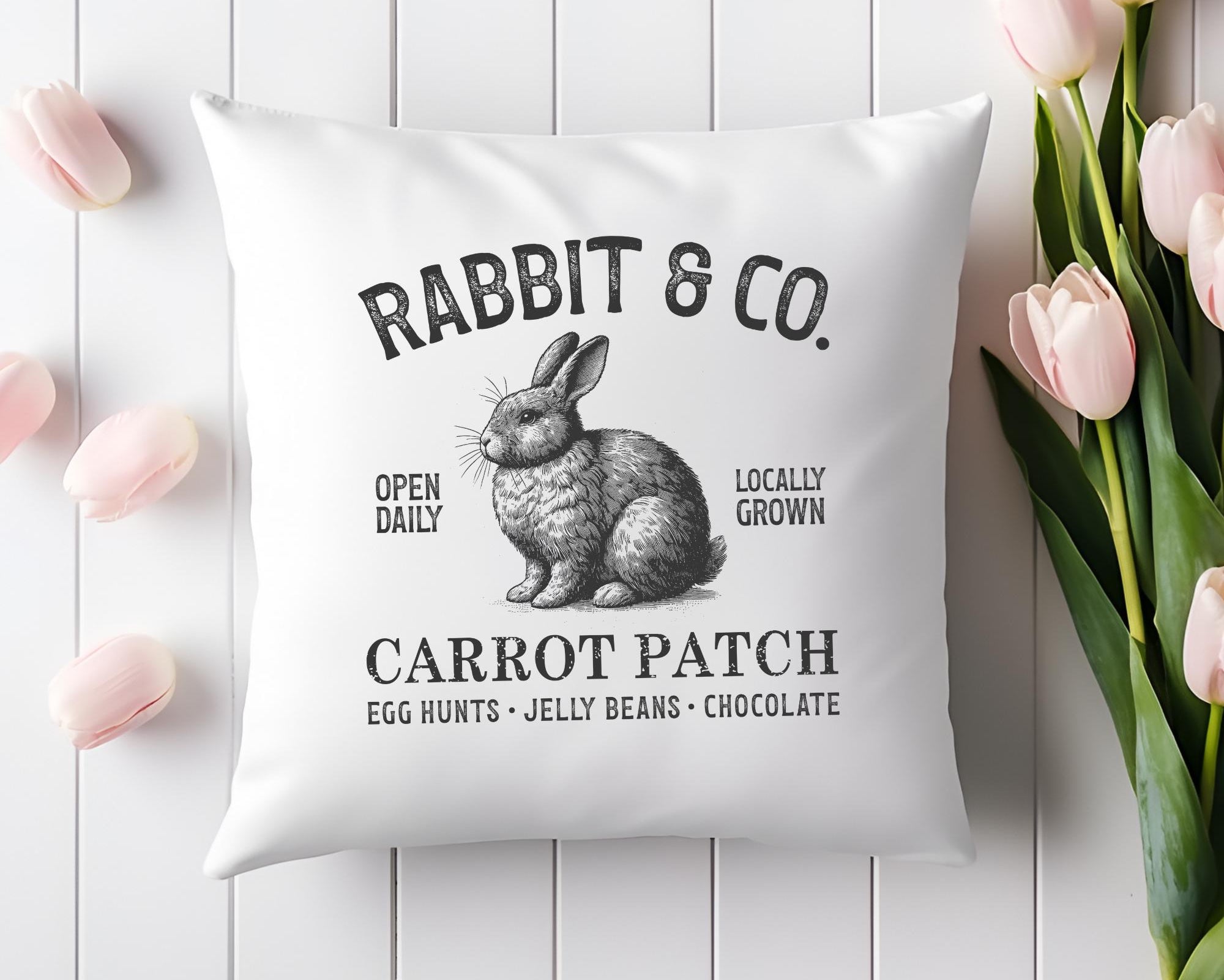 Kissen Osterhase | Vintage Motiv | Ostern Hase | Rabbit | schwarz weiß | 40 x 40 cm