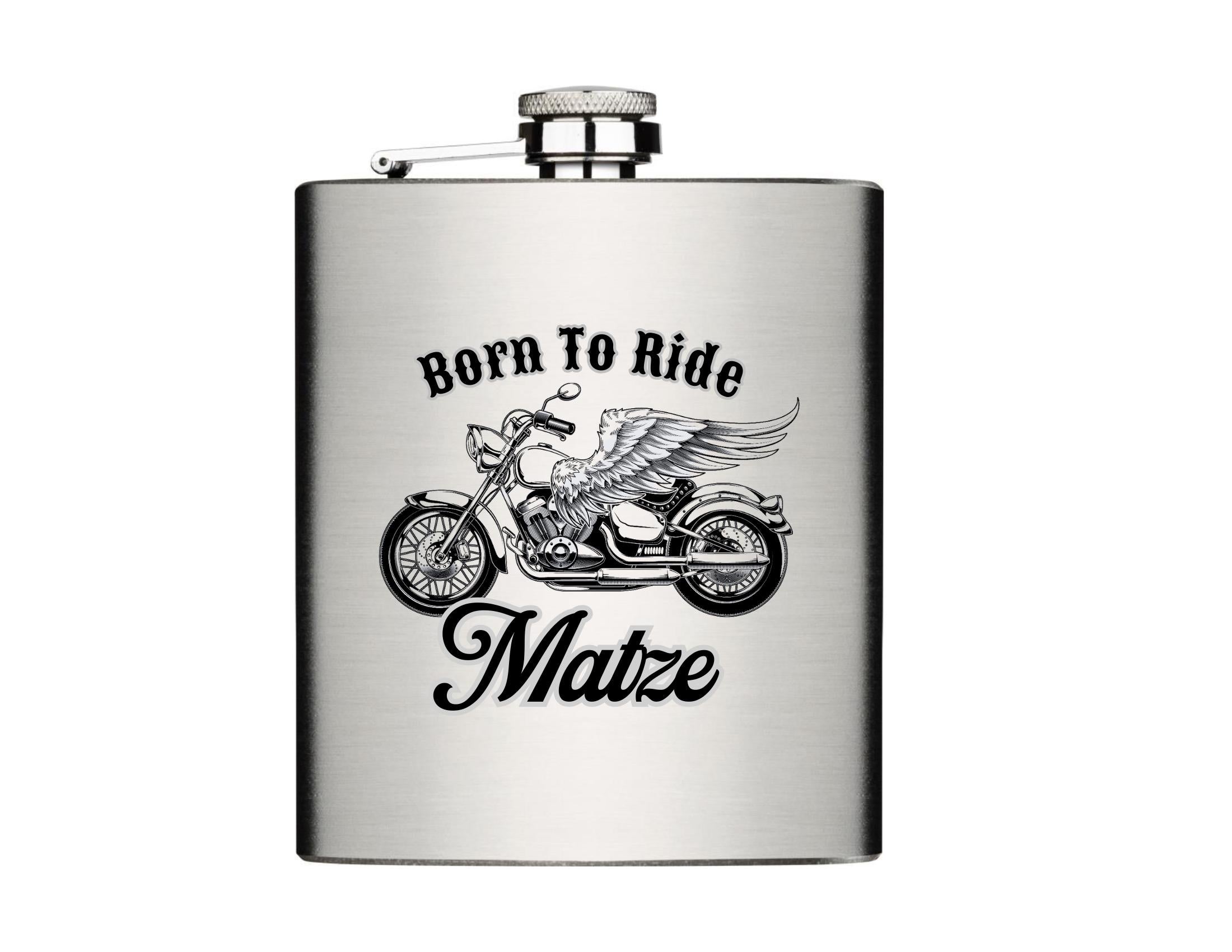 Flachmann | personalisiertes Geschenk für Biker | Trinkflasche Edelstahl mit Namen