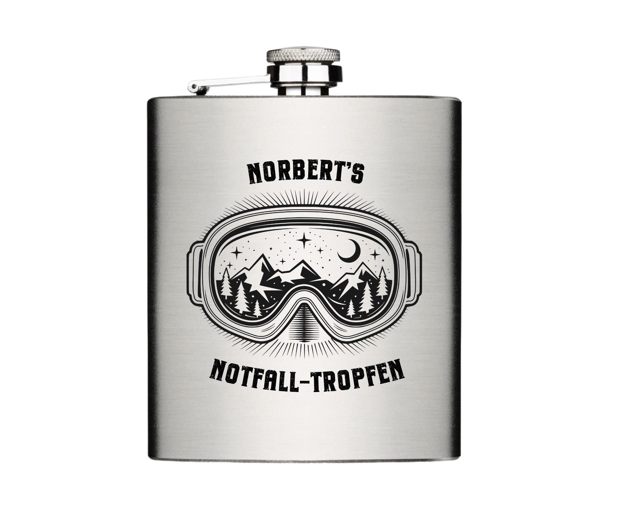 Flachmann für Skifahrer | personalisiertes Geschenk | Edelstahl Trinkflasche | Lasergravur