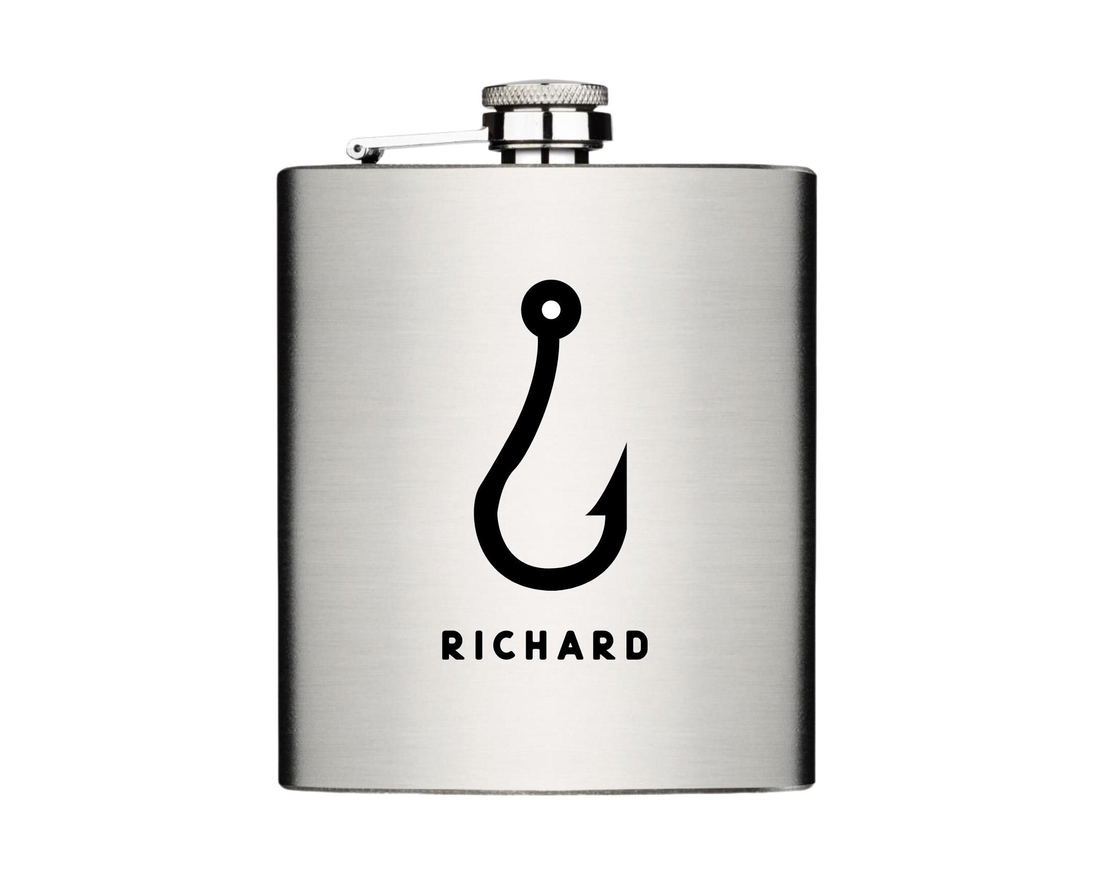 Flachmann für Angler | personalisiertes Geschenk | Edelstahl Trinkflasche | Lasergravur Name | Angeln
