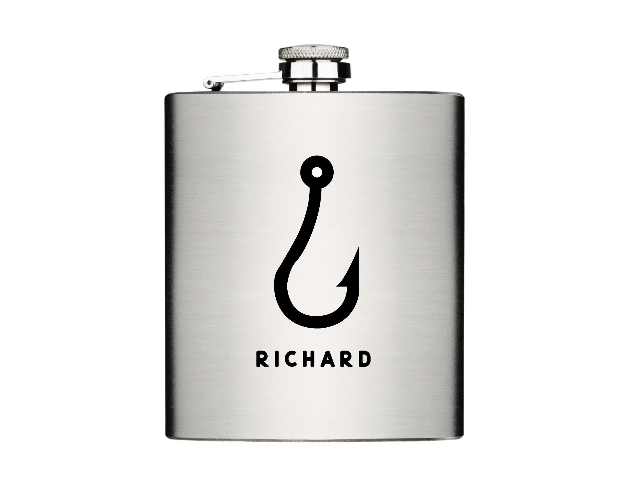 Flachmann für Angler | personalisiertes Geschenk | Edelstahl Trinkflasche | Lasergravur Name | Angeln
