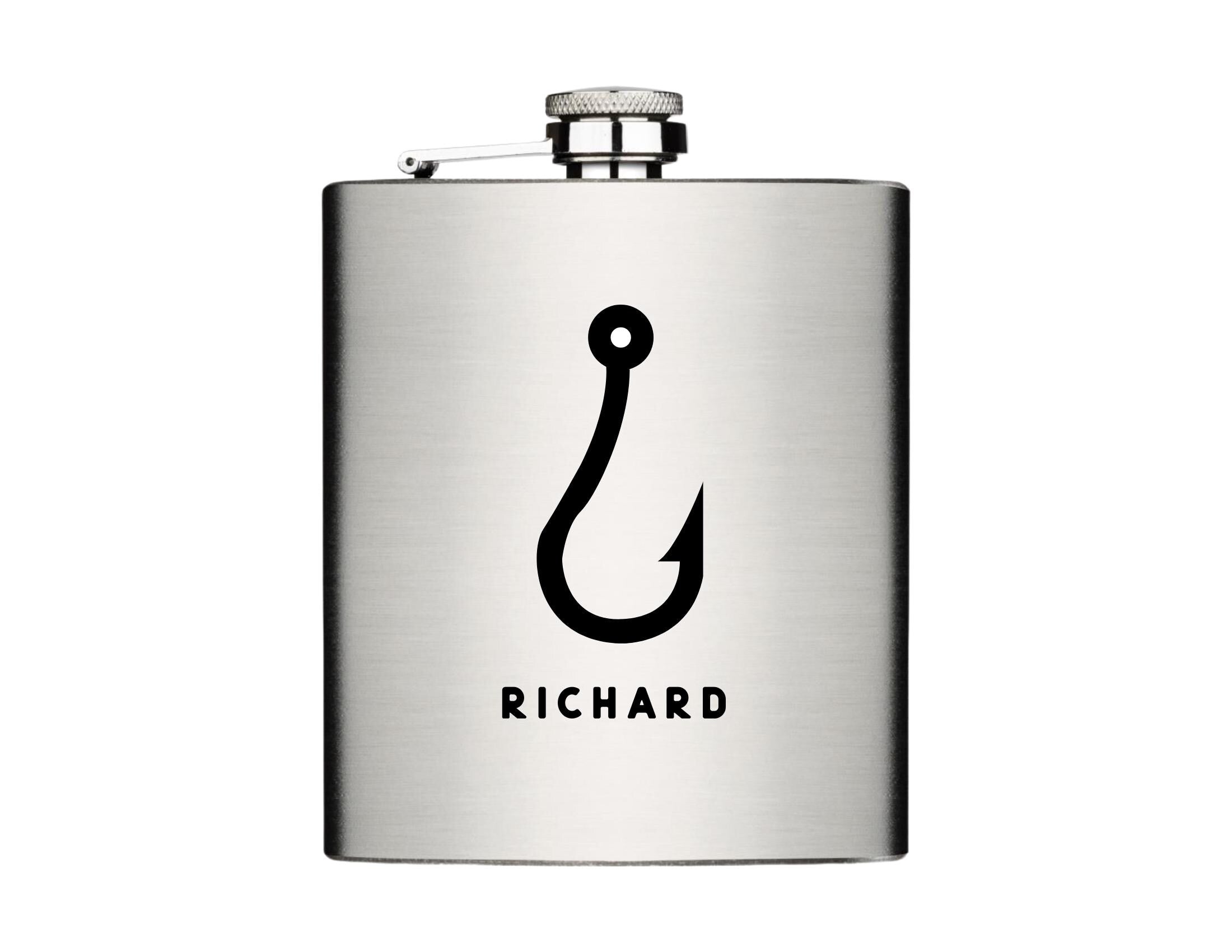 Flachmann für Angler | personalisiertes Geschenk | Edelstahl Trinkflasche | Lasergravur Name | Angeln