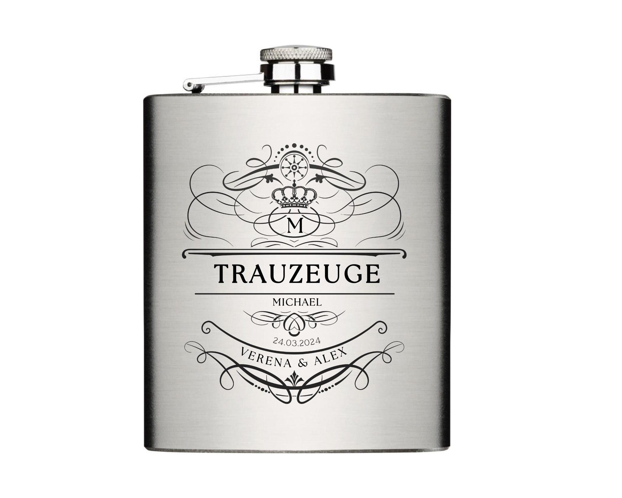 Flachmann Trauzeuge | personalisiertes Geschenk Freund Hochzeit | Edelstahl Trinkflasche