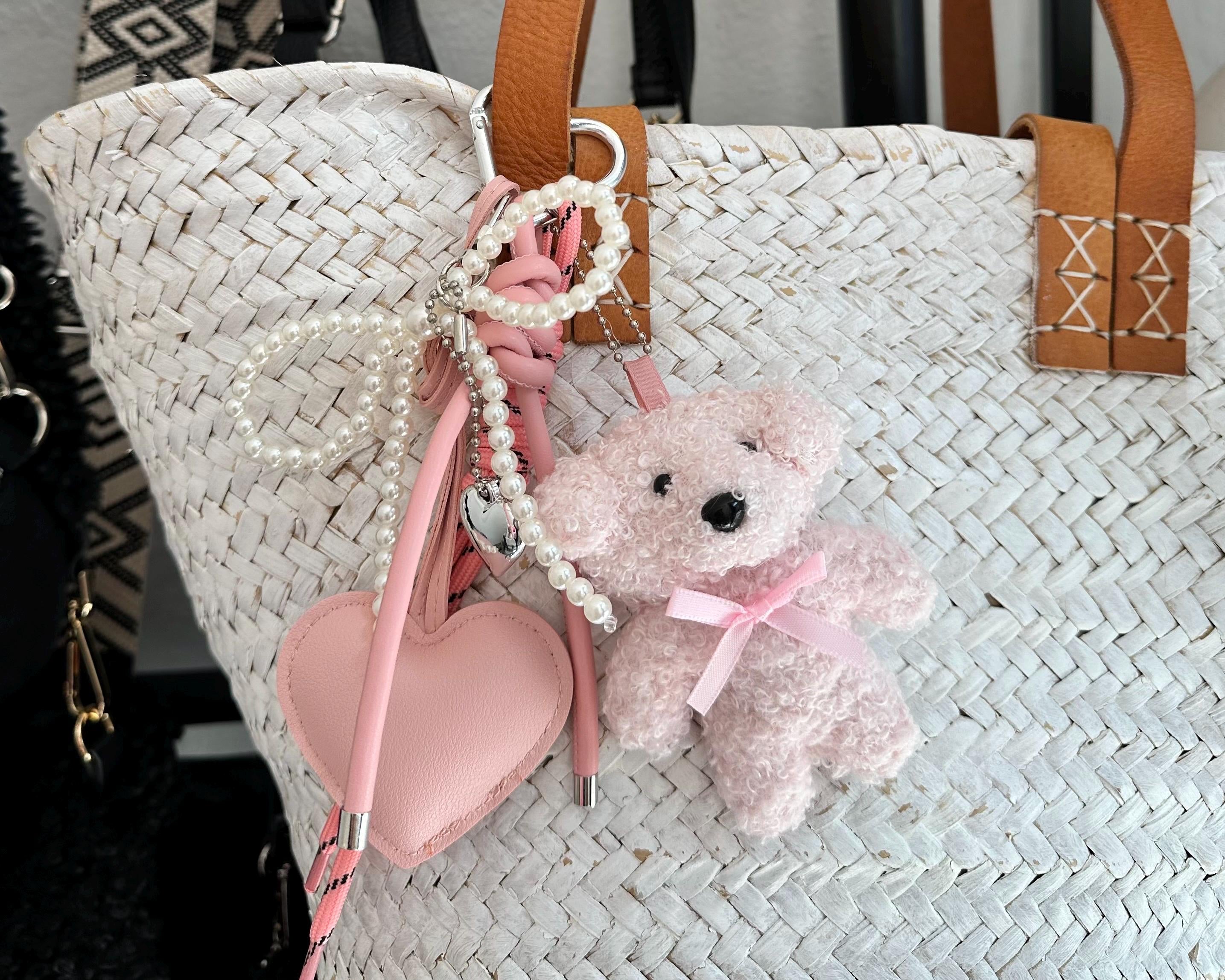 Teddy | Anhänger für Tasche oder Schlüssel | Taschenschmuck Taschenanhänger rosa Bag Charm