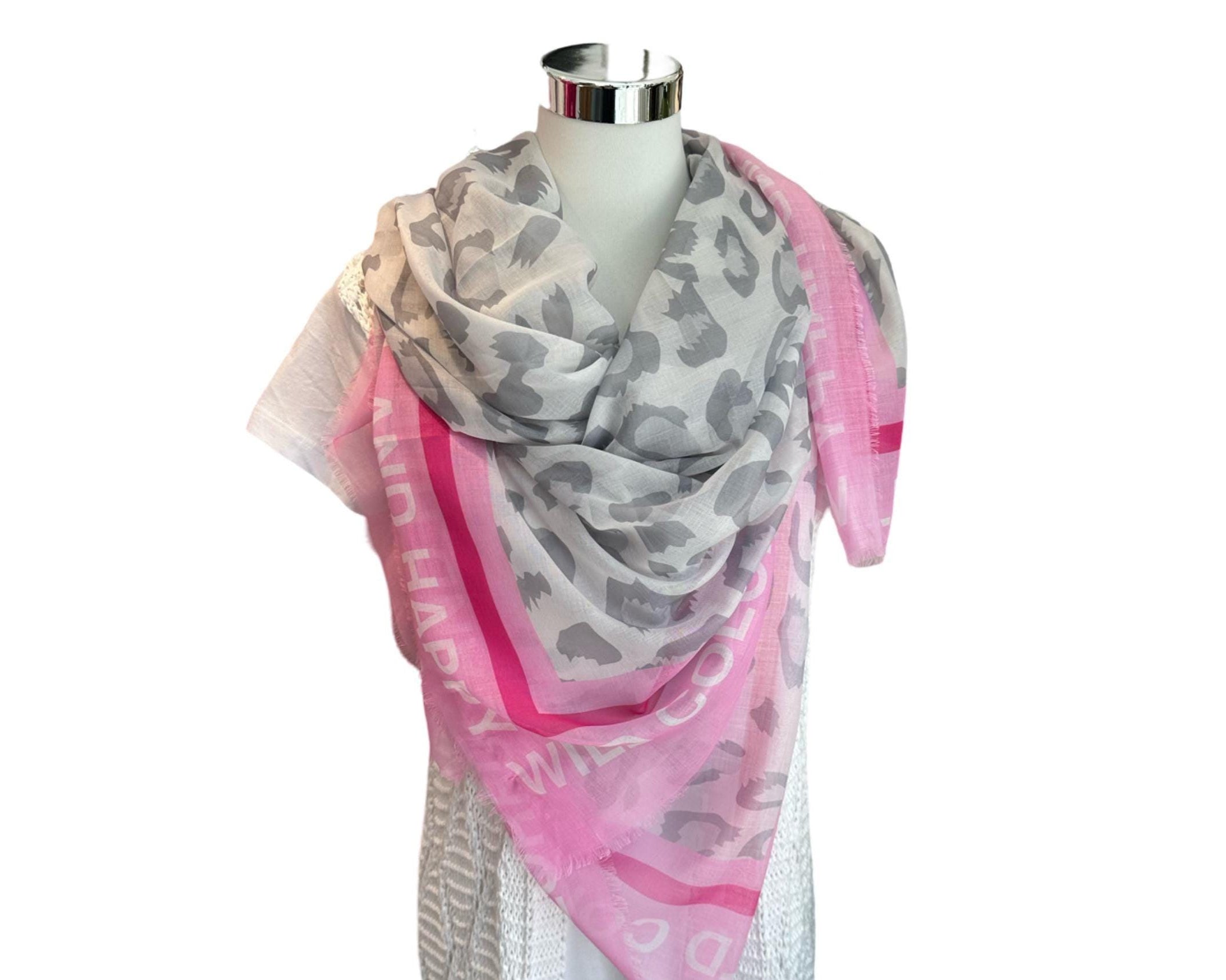 Tuch | Leo Viscosetuch | Sommertuch | Pink grau