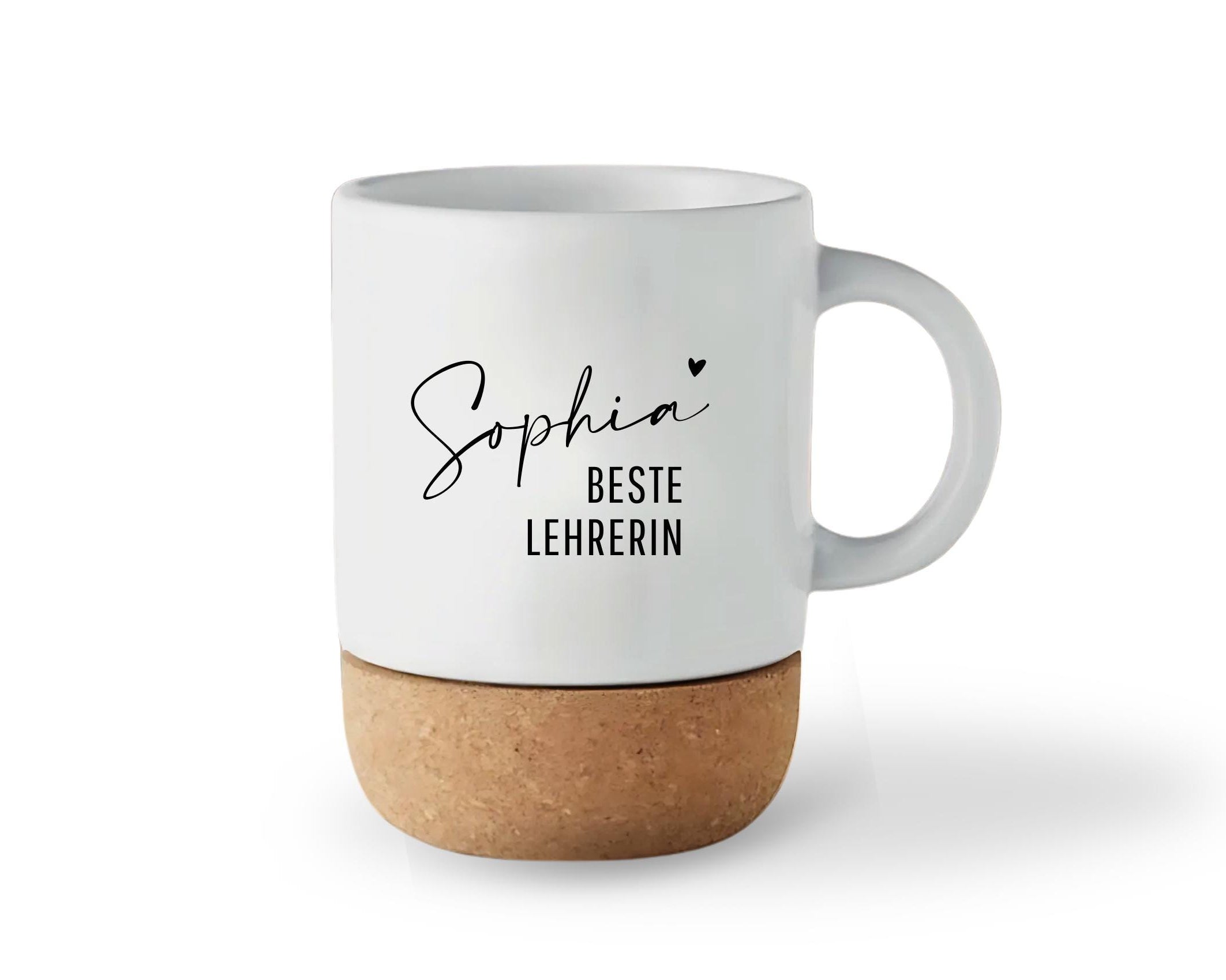 Tasse mit Kork | personalisiert | Geschenk Erzieherin Pflegerin Lehrerin Freundin | Keramiktasse Name
