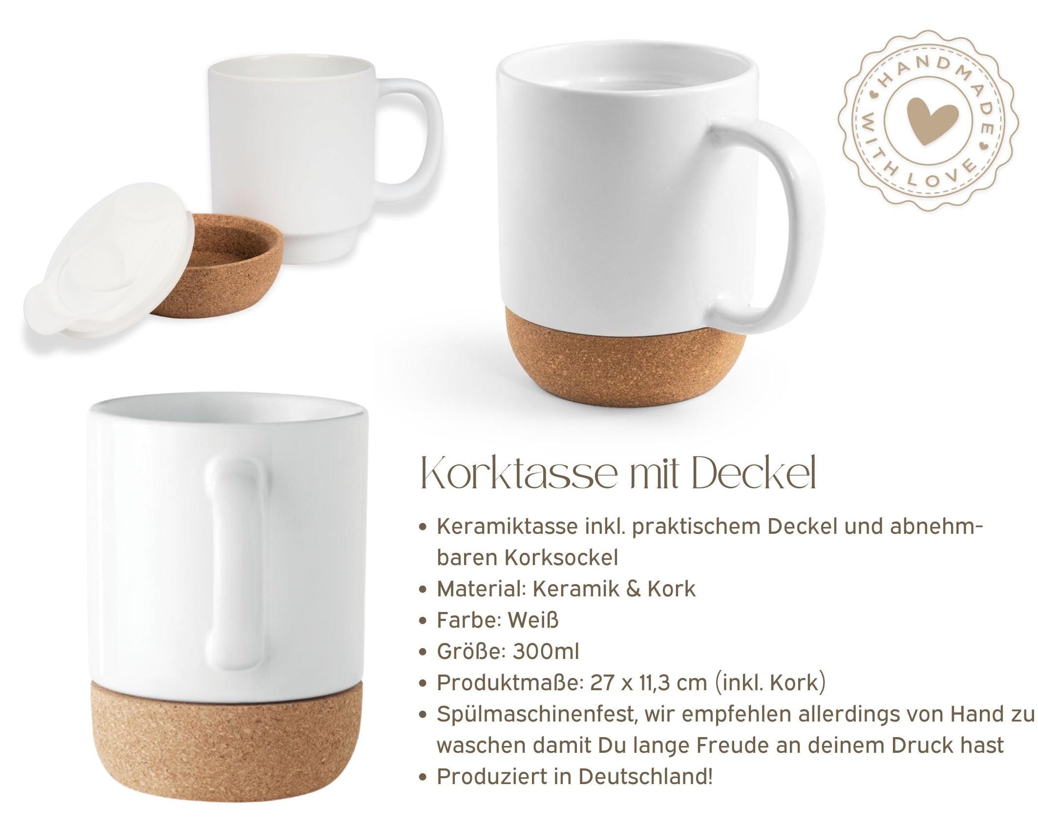 Tasse mit Kork | personalisiert | Geschenk Mutter Vater Oma Opa | Keramiktasse Name