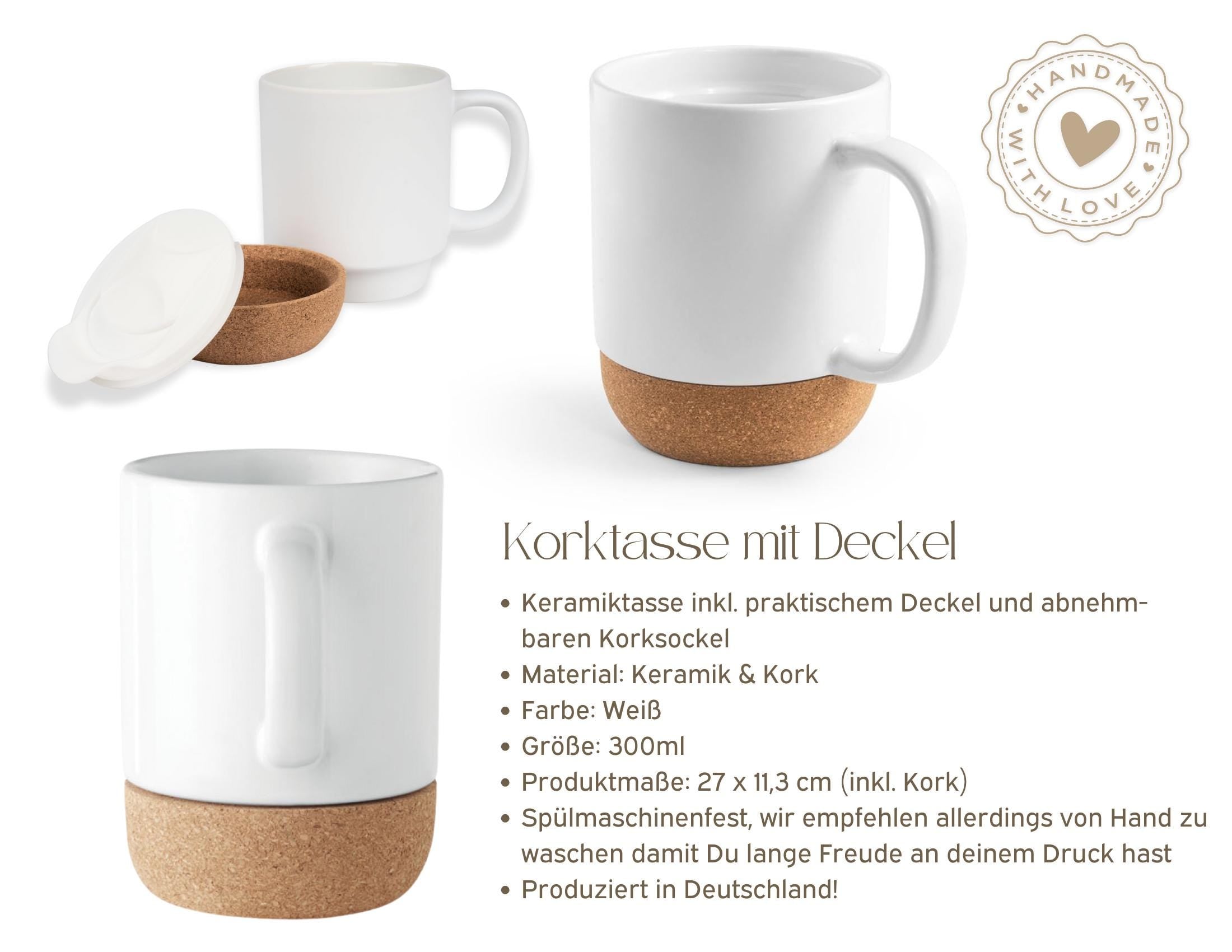 Tasse mit Kork | personalisiert | Geschenk Mutter Vater Oma Opa | Keramiktasse Name