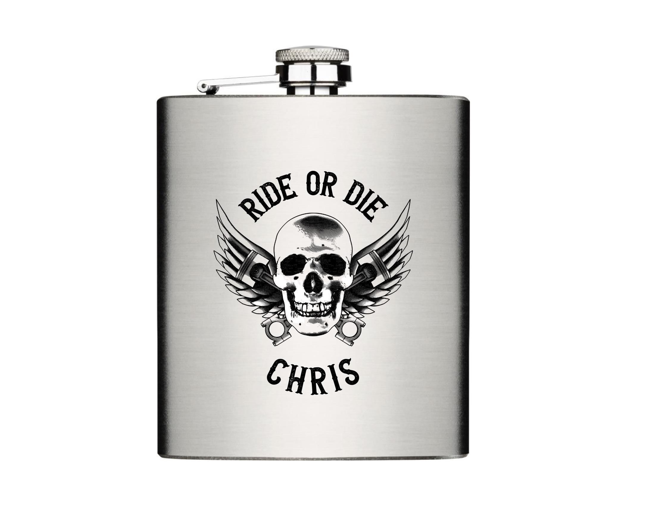 Flachmann | personalisiertes Geschenk für Biker | Trinkflasche Edelstahl mit Namen