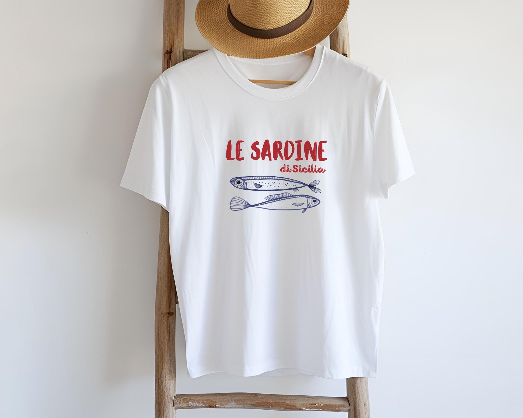 T-Shirt Le Sardine | weiß | Sardinen Motiv Fische Sommer | Reine Baumwolle