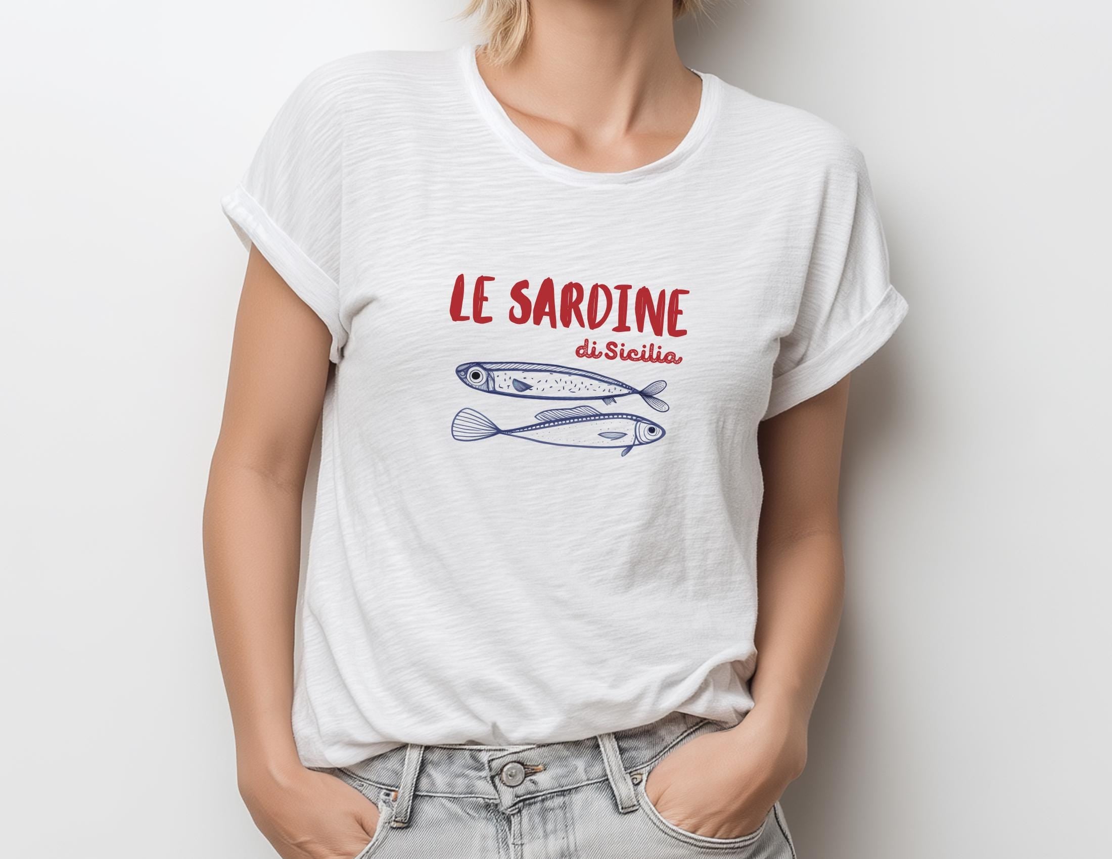 T-Shirt Le Sardine | weiß | Sardinen Motiv Fische Sommer | Reine Baumwolle