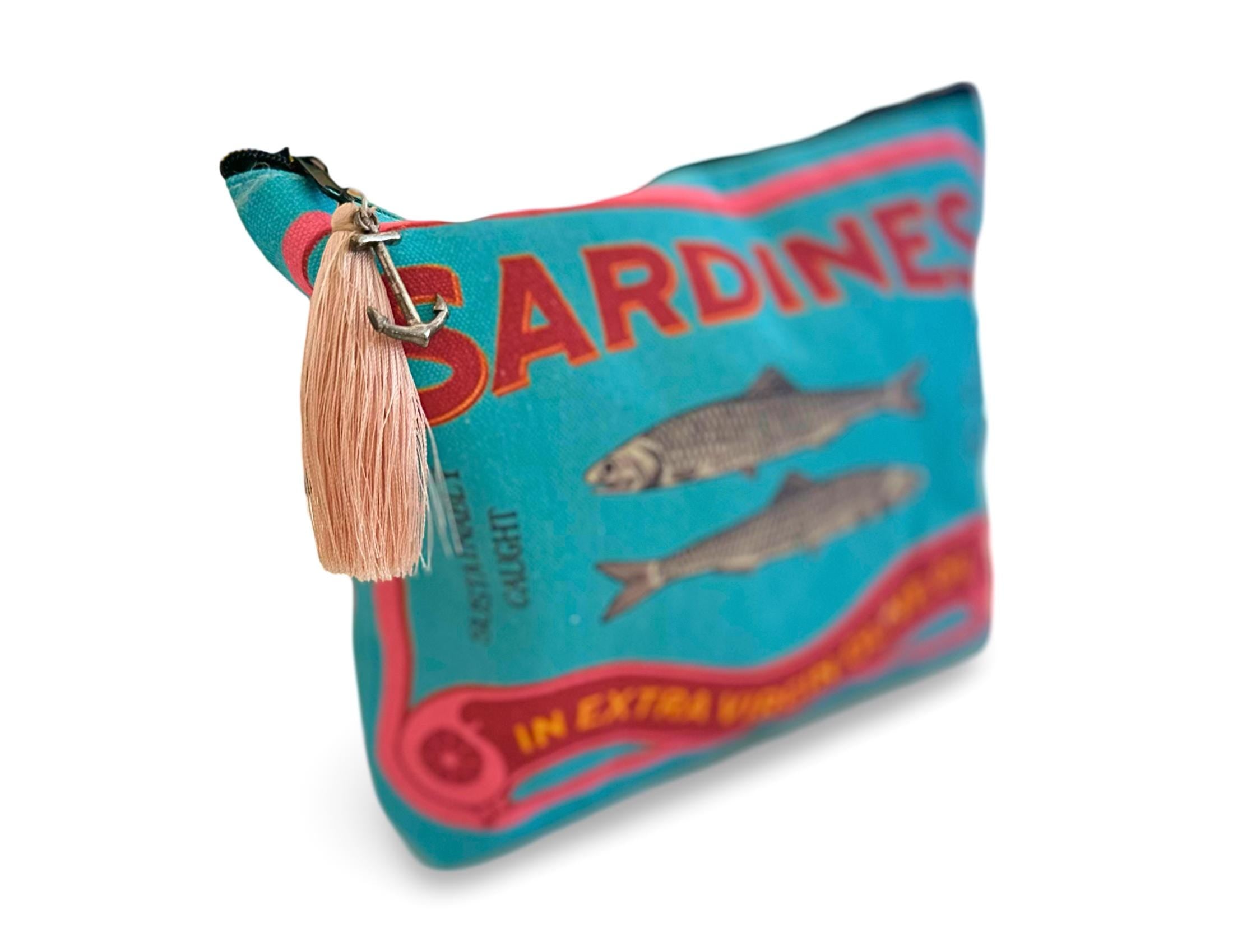 Bunte Sardines Kosmetiktasche | Schminktasche bedruckt | mit Anhänger
