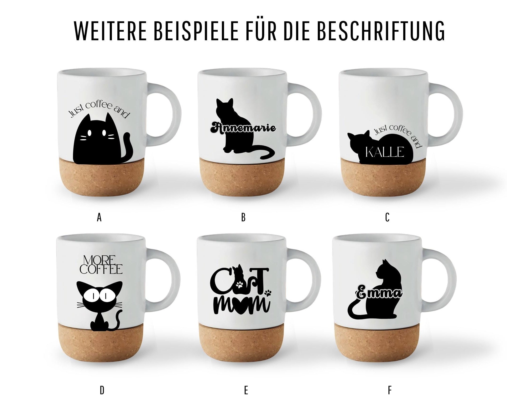 Tasse mit Kork | personalisiert | Katze Katzentasse | Keramiktasse Kork Name | Geschenk Cat Mom