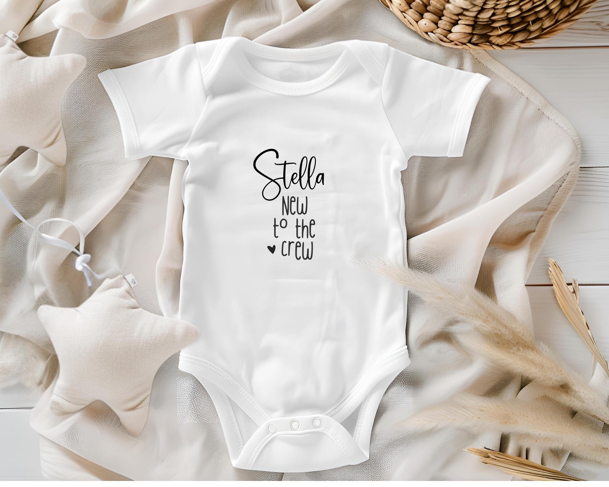 Baby Body mit Personalisierung - New to the crew | Body mit Name | diverse Größen | personalisiertes Geschenk Geburt