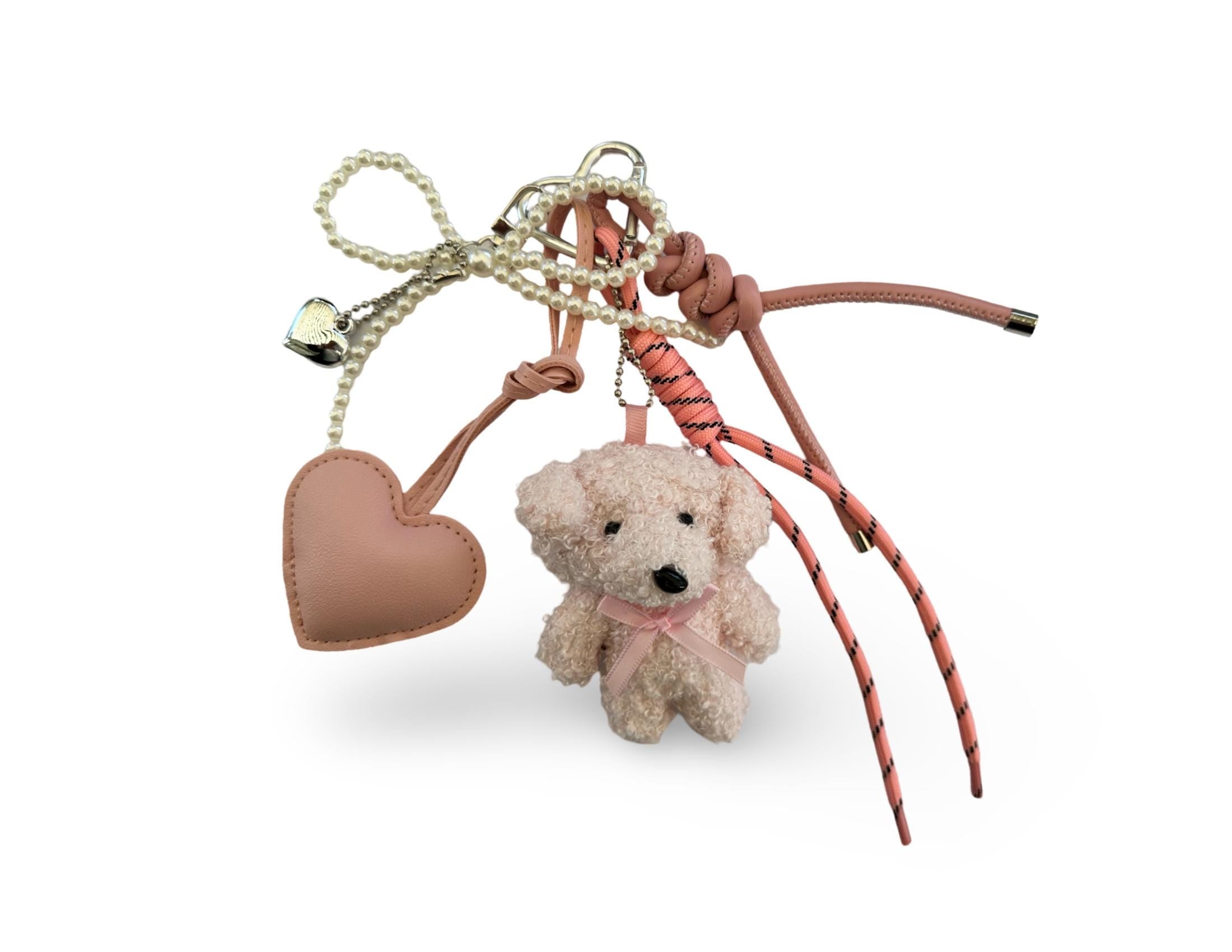 Teddy | Anhänger für Tasche oder Schlüssel | Taschenschmuck Taschenanhänger rosa Bag Charm