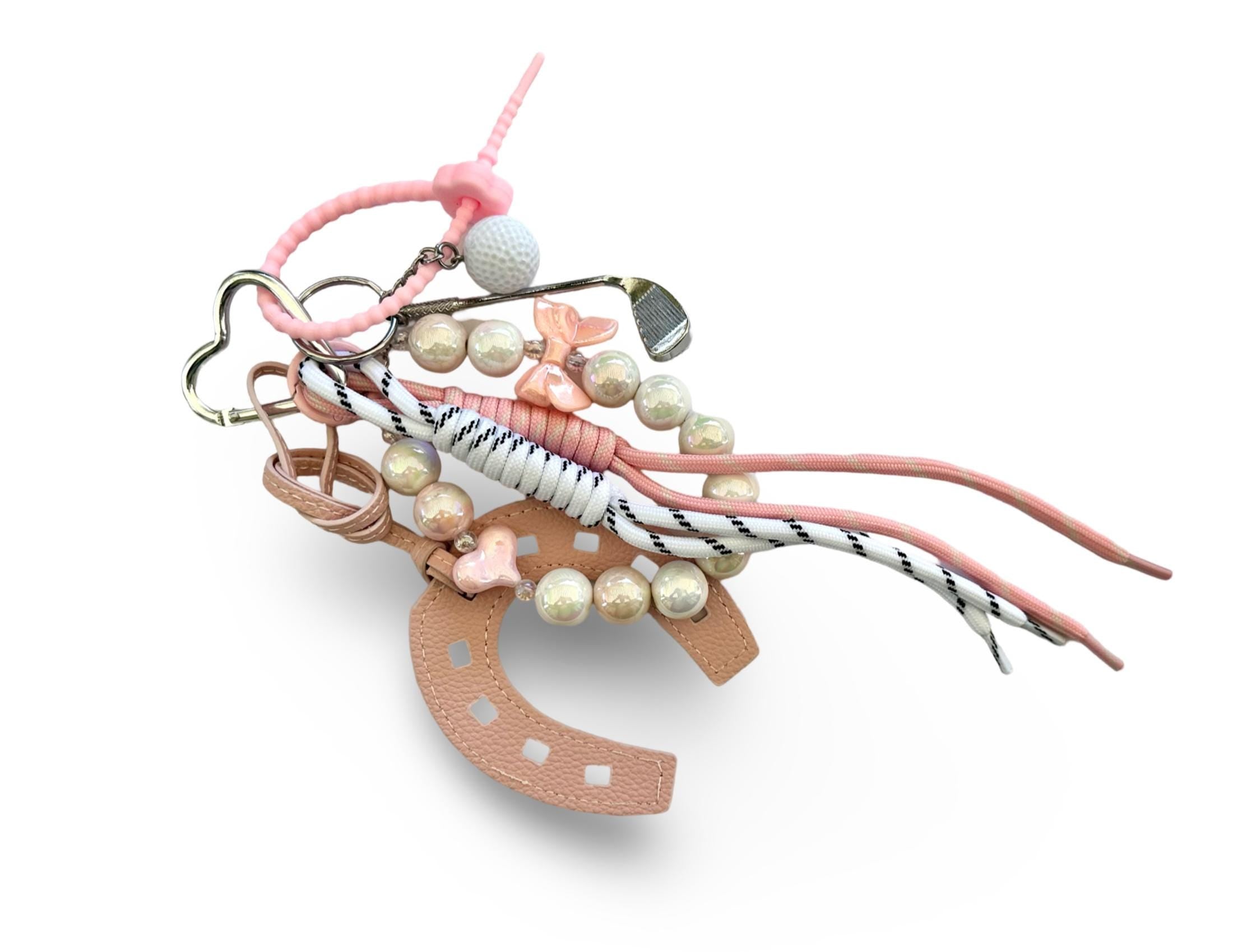 Hufeisen | Anhänger für Tasche oder Schlüssel | Taschenschmuck Taschenanhänger Bag Charm rosa