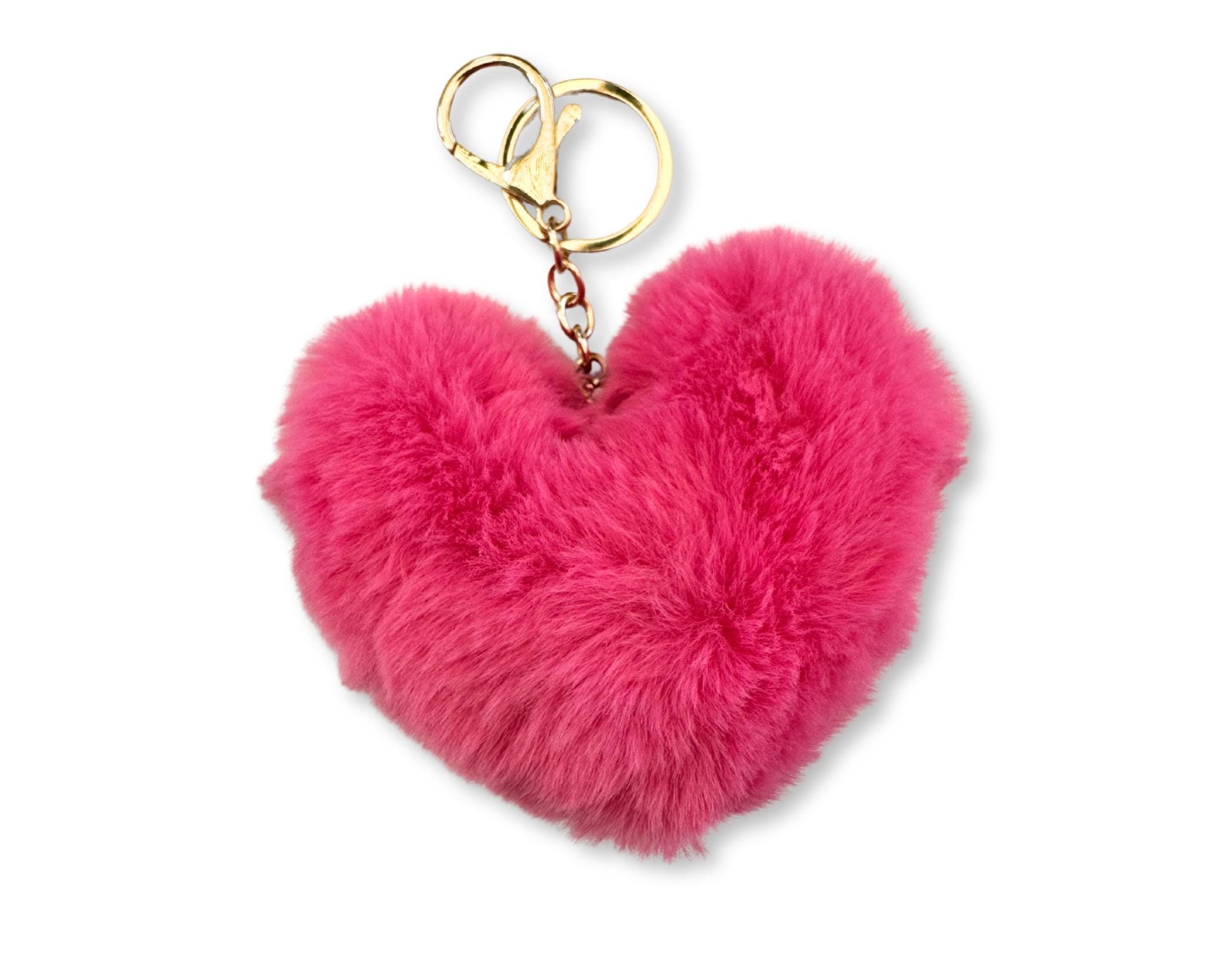 Plüsch Herz Anhänger für Tasche | Taschenschmuck | Kunstfell beige oder rosa | Geschenk Freundin