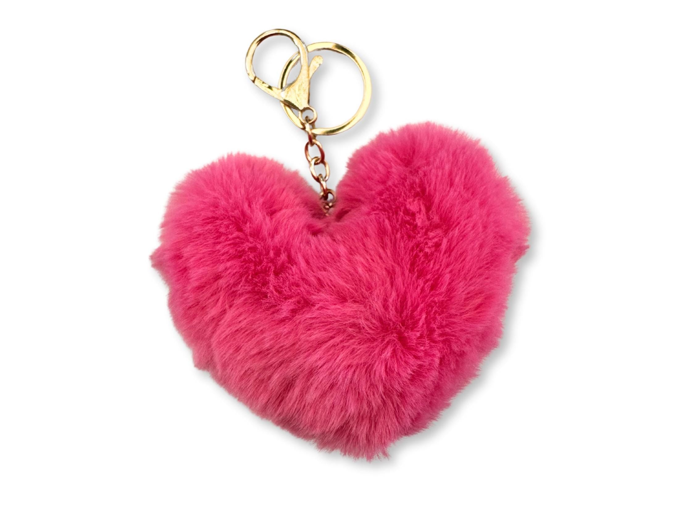 Plüsch Herz Anhänger für Tasche | Taschenschmuck | Kunstfell beige oder rosa | Geschenk Freundin