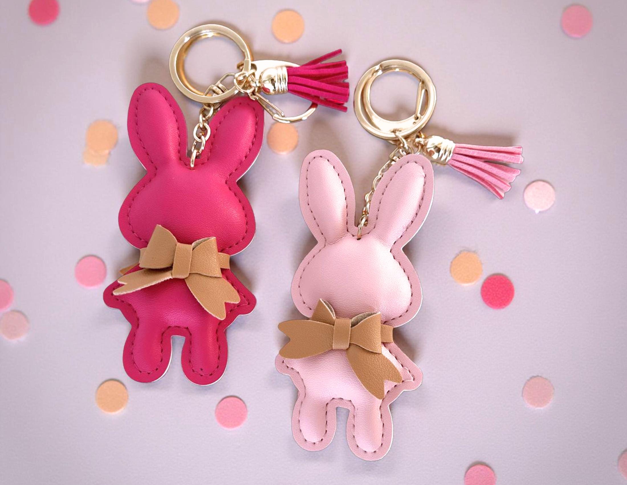 Anhänger Hase | Taschenschmuck Taschenanhänger | rosa pink Bag Charm | Twilly
