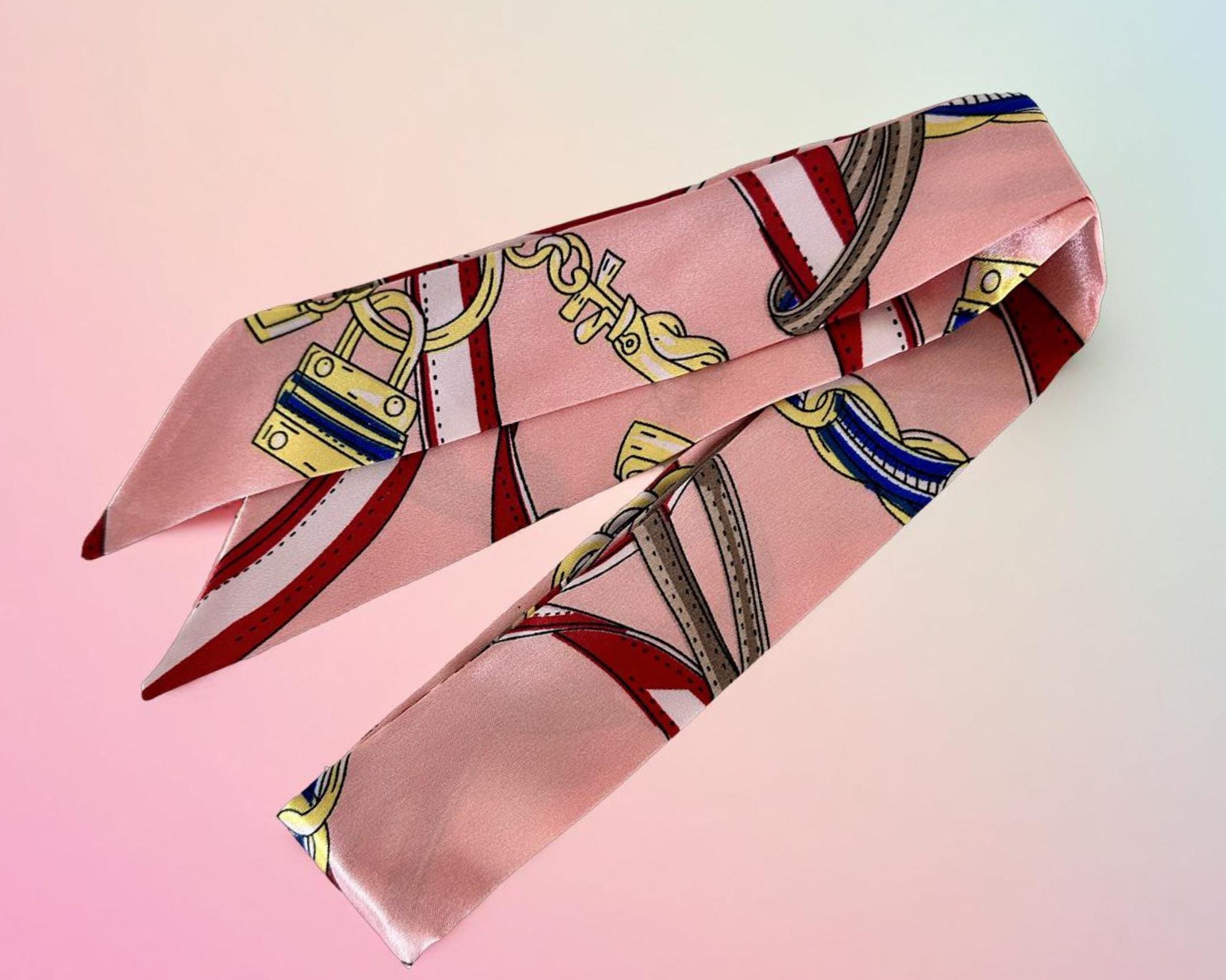 Twilly: seidiges Band | schmaler Schal in rosa für Handtasche, als Halstuch oder Armband
