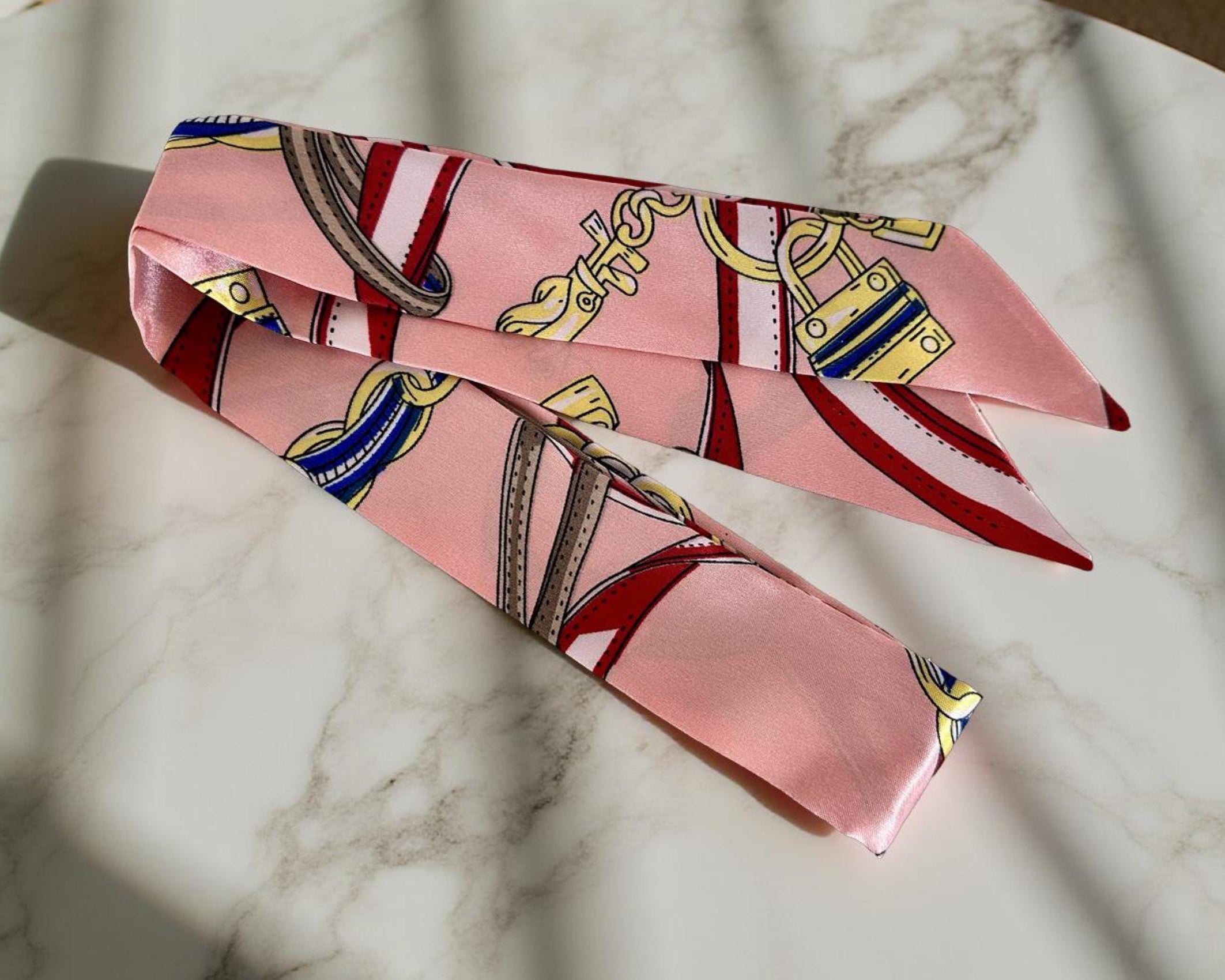 Twilly: seidiges Band | schmaler Schal in rosa für Handtasche, als Halstuch oder Armband