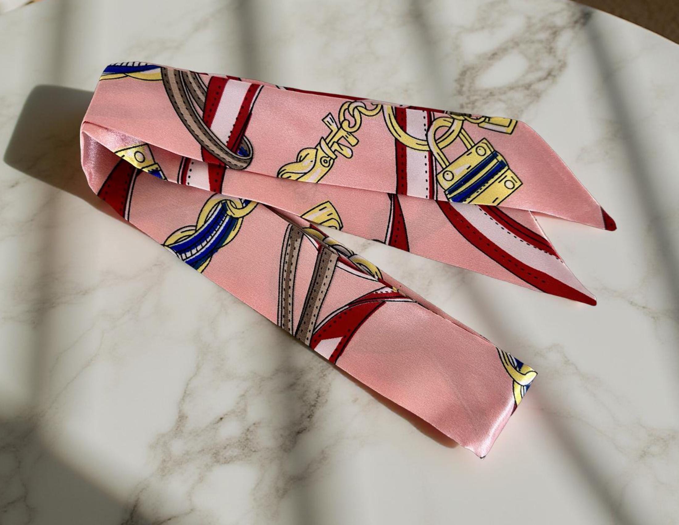 Twilly: seidiges Band | schmaler Schal in rosa für Handtasche, als Halstuch oder Armband